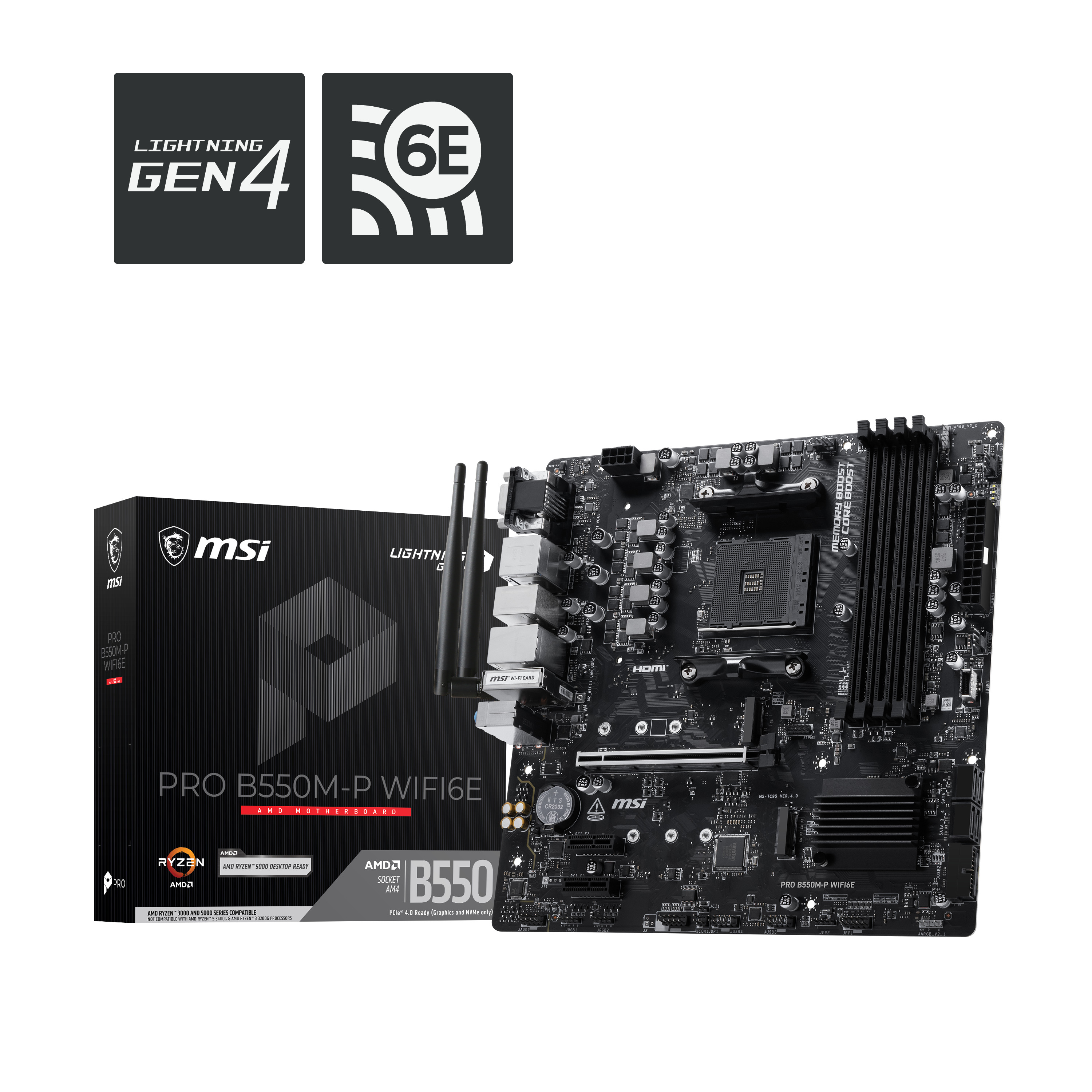 MSI PRO B550M-P WIFI6E AMD AM4 Micro ATX Carte mère