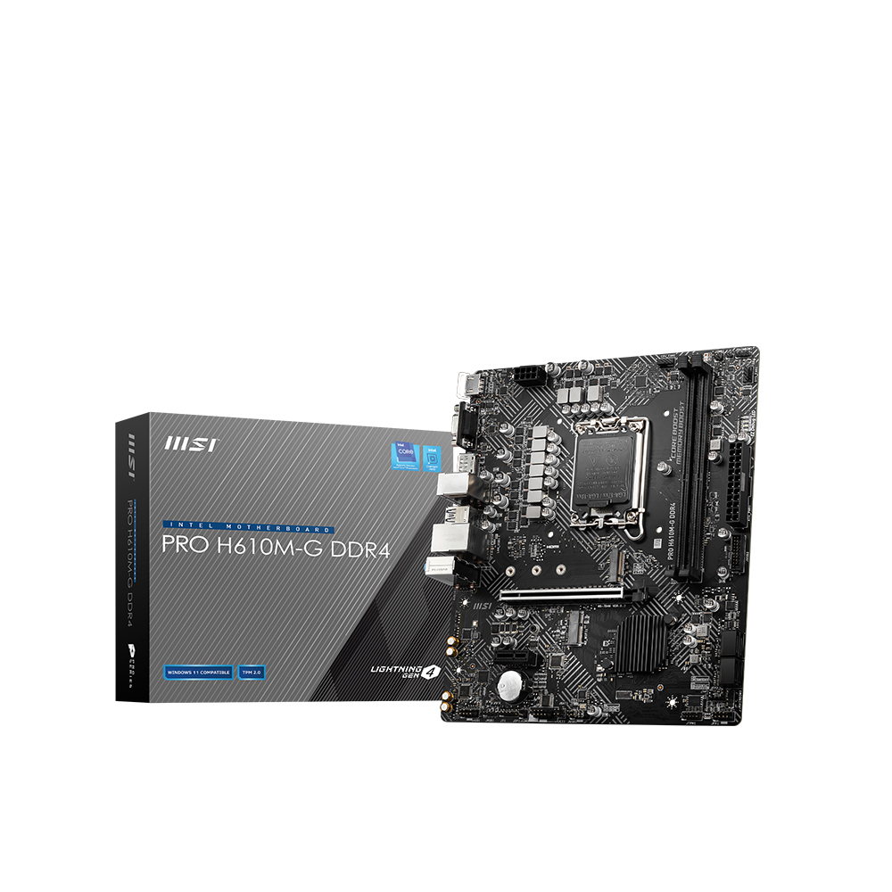 arte mère MSI PRO H610M-G DDR4, Micro-ATX - prend en charge les processeurs Intel Core de 12e génération, LGA 1700 - 2 x DIM...