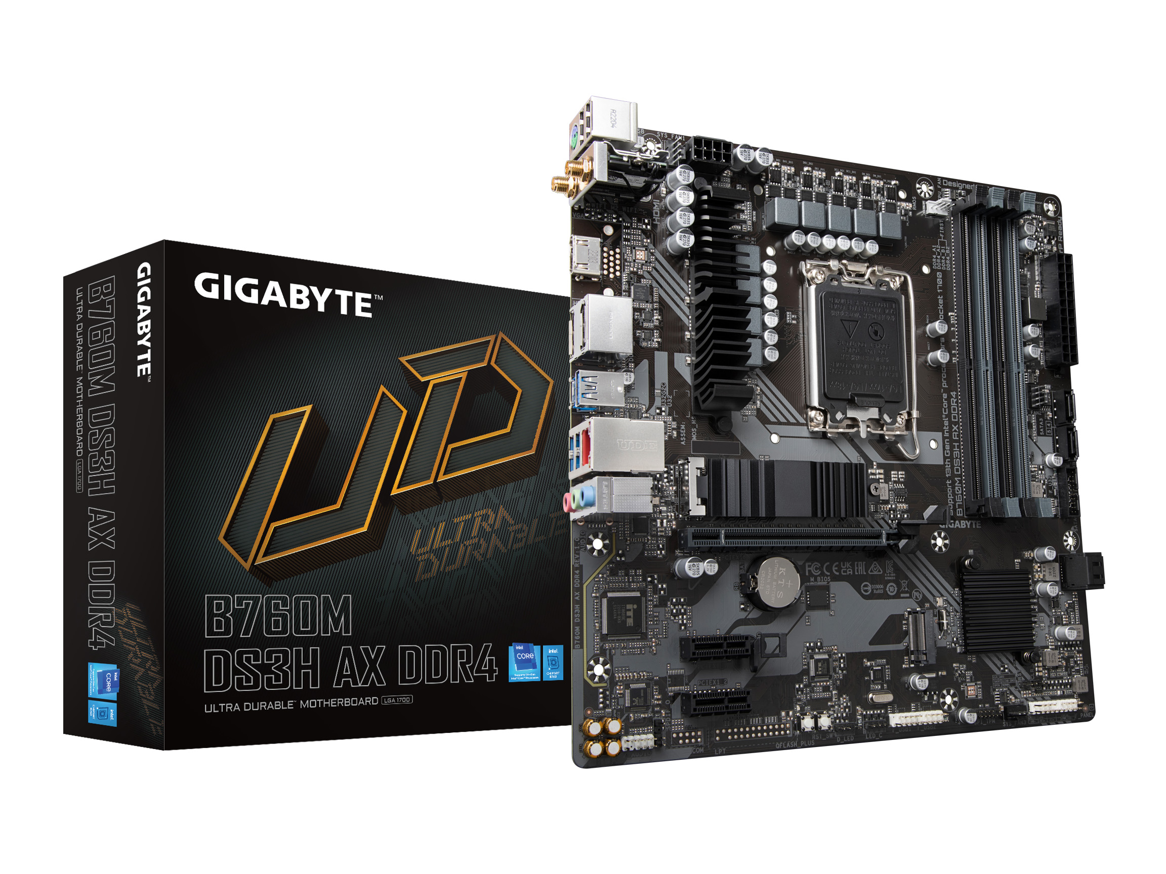 (Boîte ouverte) Carte mère Intel B760 M-ATX GIGABYTE B760M DS3H AX DDR4 LGA 1700 avec DDR4, double M.2, PCIe 4.0, USB 3.2 Ge...