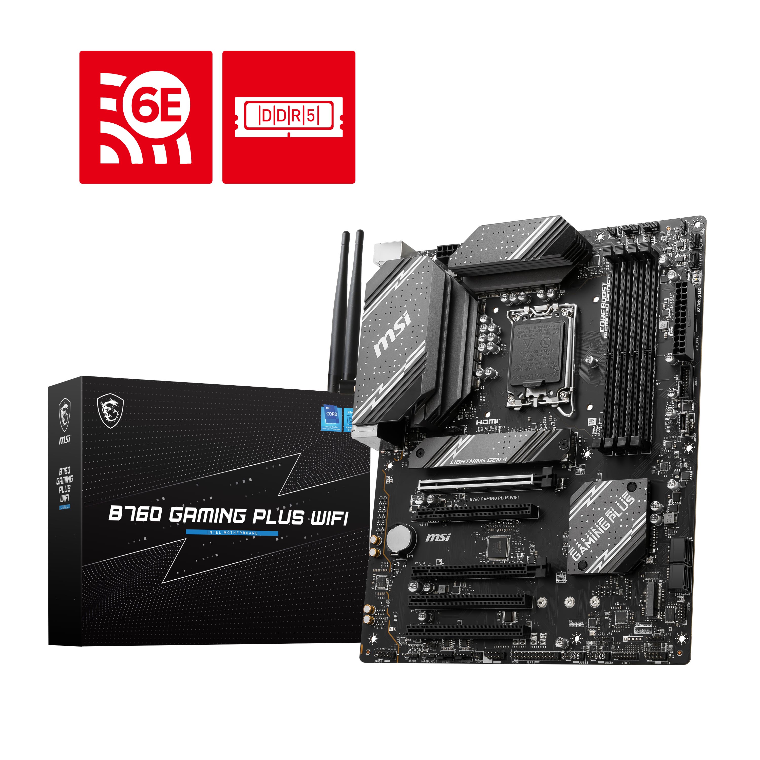 MSI B760 GAMING PLUS WIFI, Intel B760 ATX LGA 1700, Supports 12th/13th Gen Intel® Core™ Processors, Pentium® Gold and Celeron® 