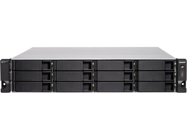 QNAP 2U 12-Bay QTS hero NAS, AMD Ryzen 5 3700X 8-core/16-thread 3.4 GHz processor, 128GB DDR4 RAM (max 128GB RAM), 12x 2.5/3.5 