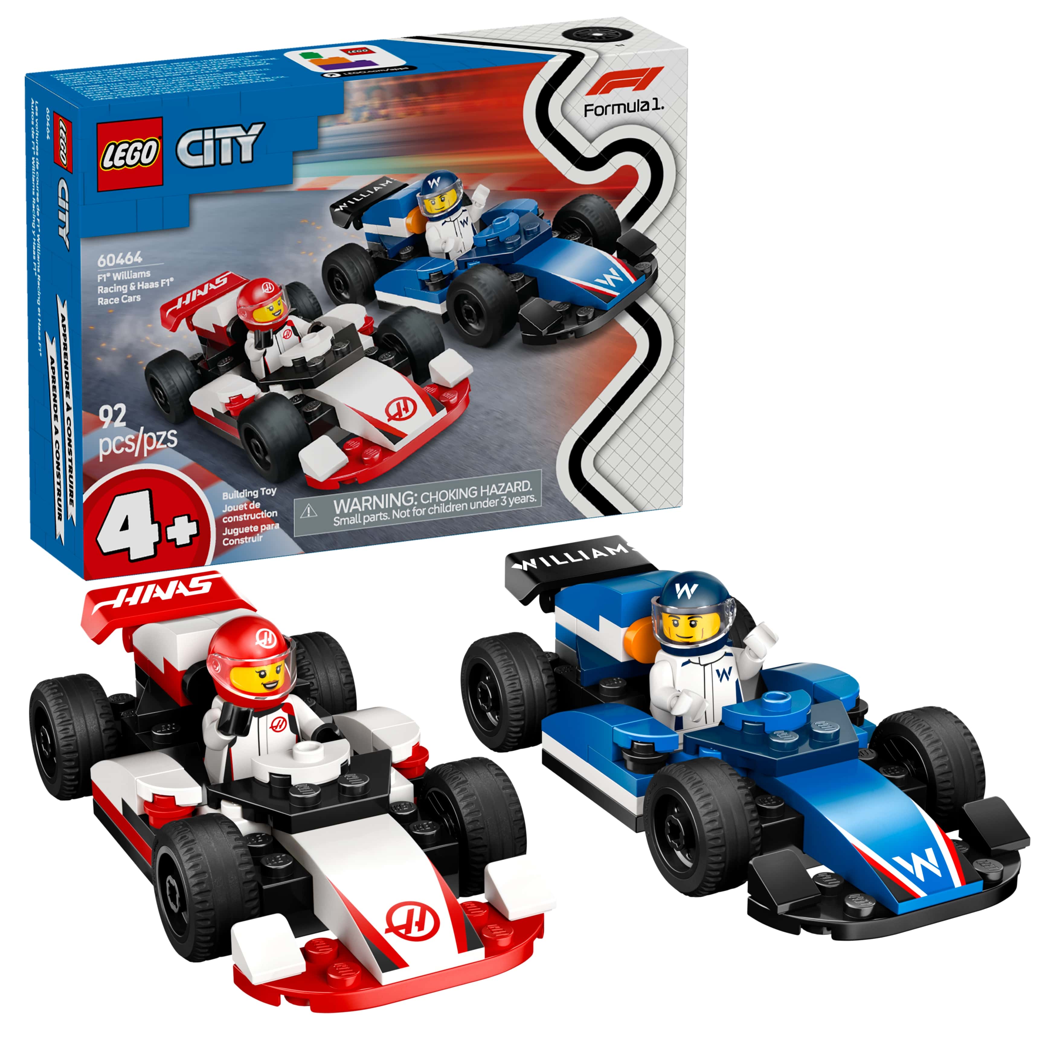 LEGO City F1 Williams Racing & Haas F1 Race Cars Building Toy 60464