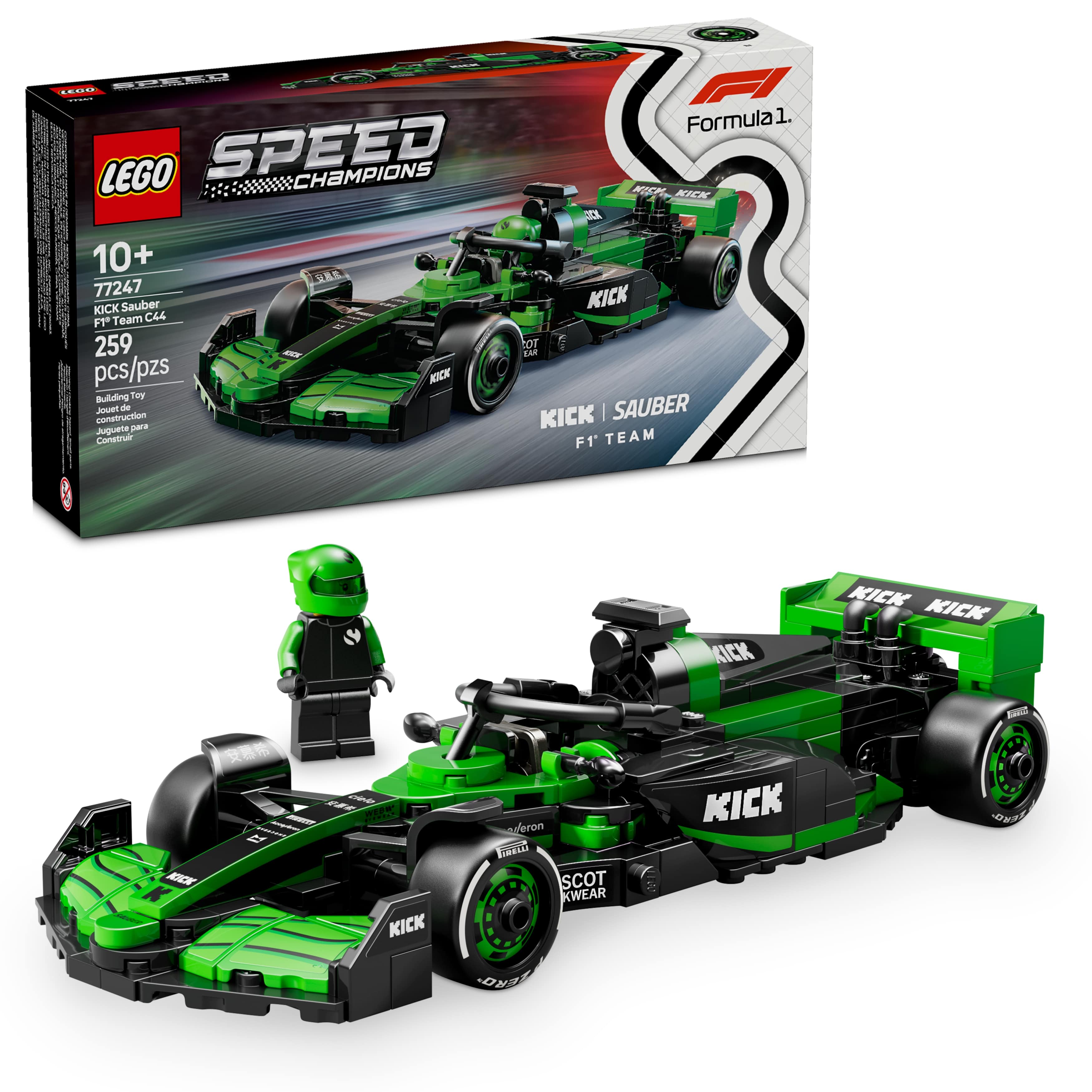 LEGO Speed Champions KICK Sauber F1 Team C44 Race Car Toy Building Set