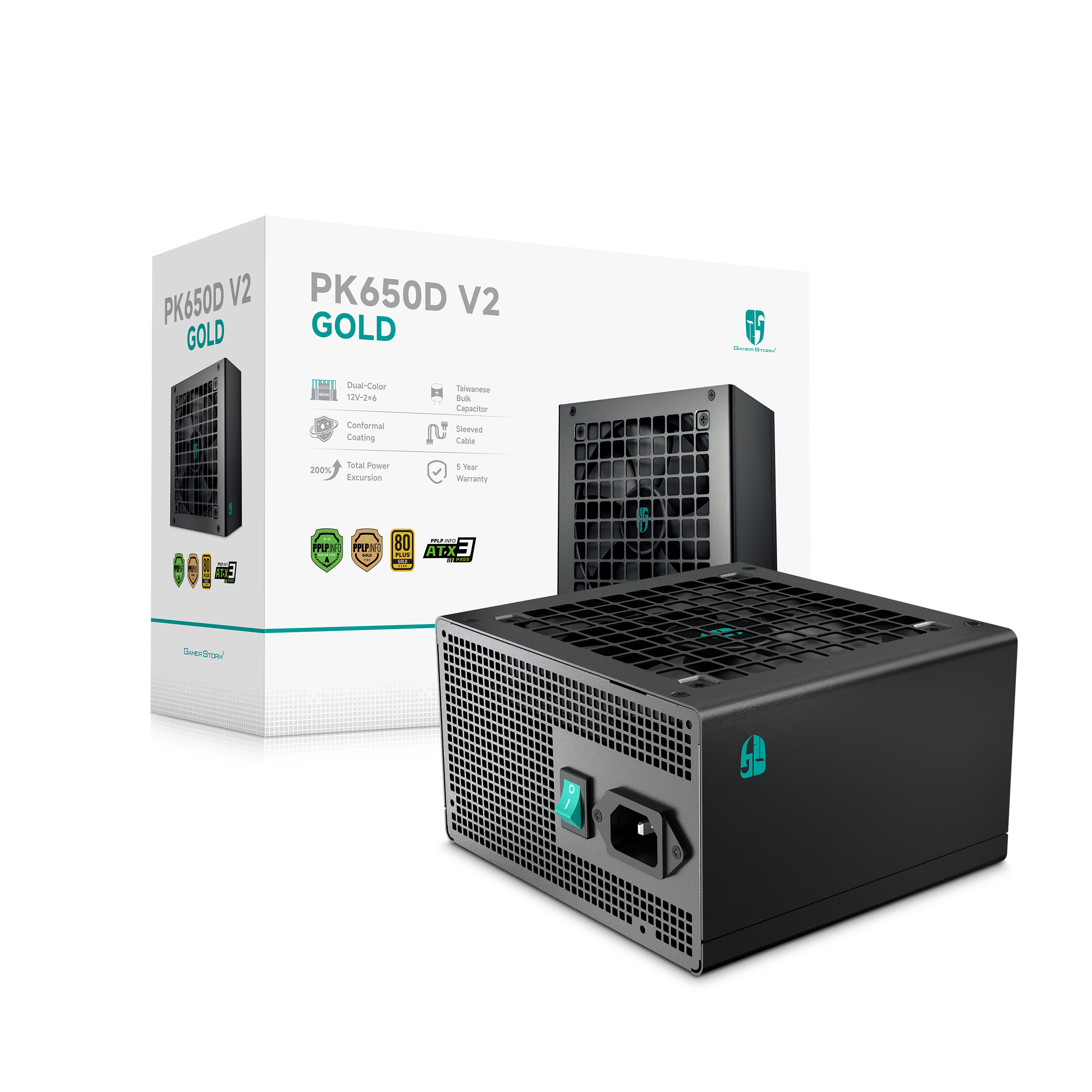 DeepCool PK-D V2 650W Gold ATX Power Supply, Black