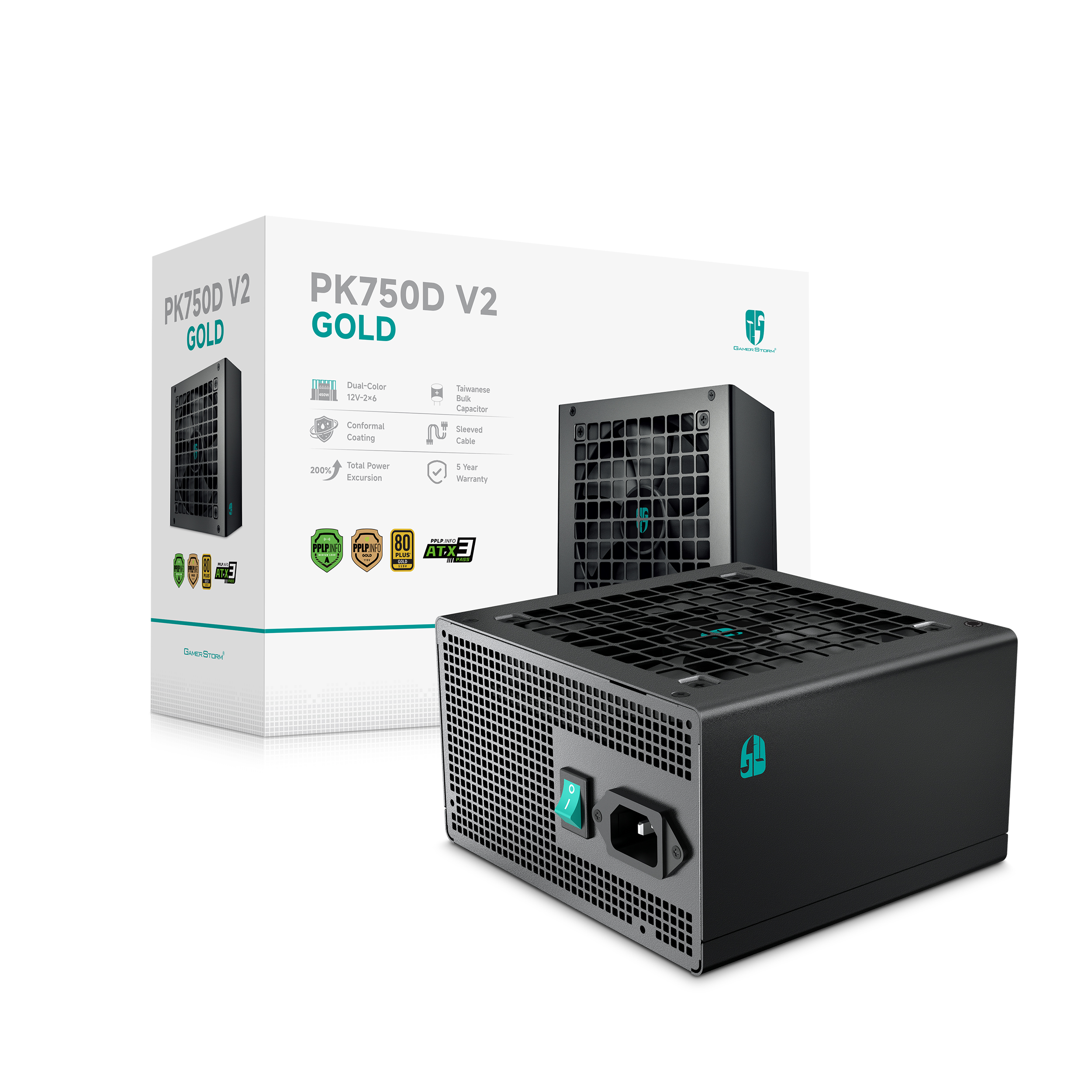 DeepCool PK-D V2 750W Gold ATX Power Supply, Black