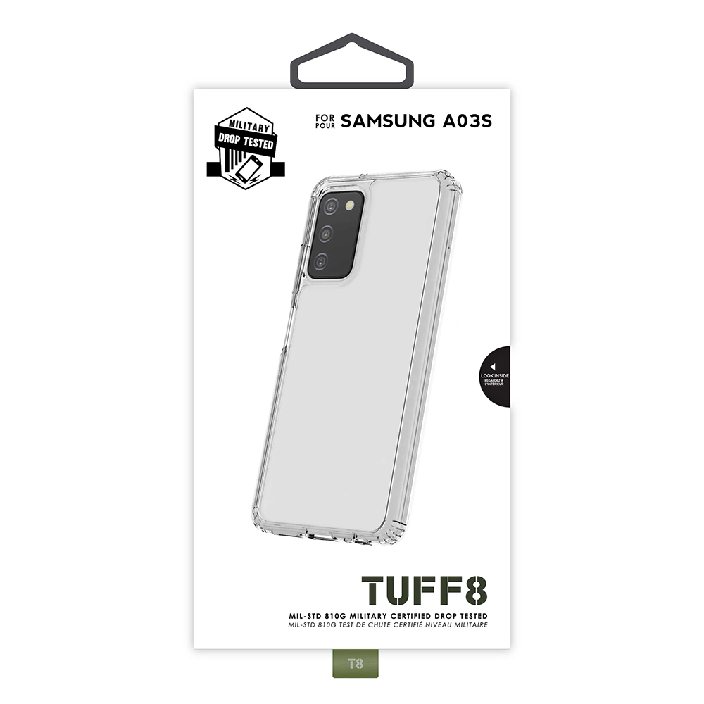 Étui transparent TUFF8 pour Samsung Galaxy A03s avec dos clair