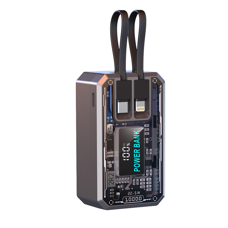 Batterie portable transparente 10 000 mAh, écran intelligent 22,5 W