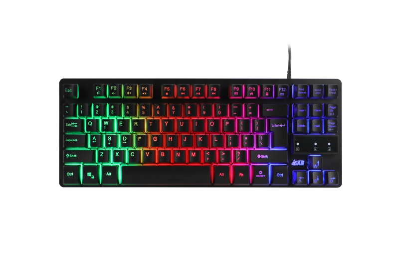 iCAN 87 Key Rainbow Backlit Gaming Keyboard with 6 Anti-ghosting Keys(Open Box)