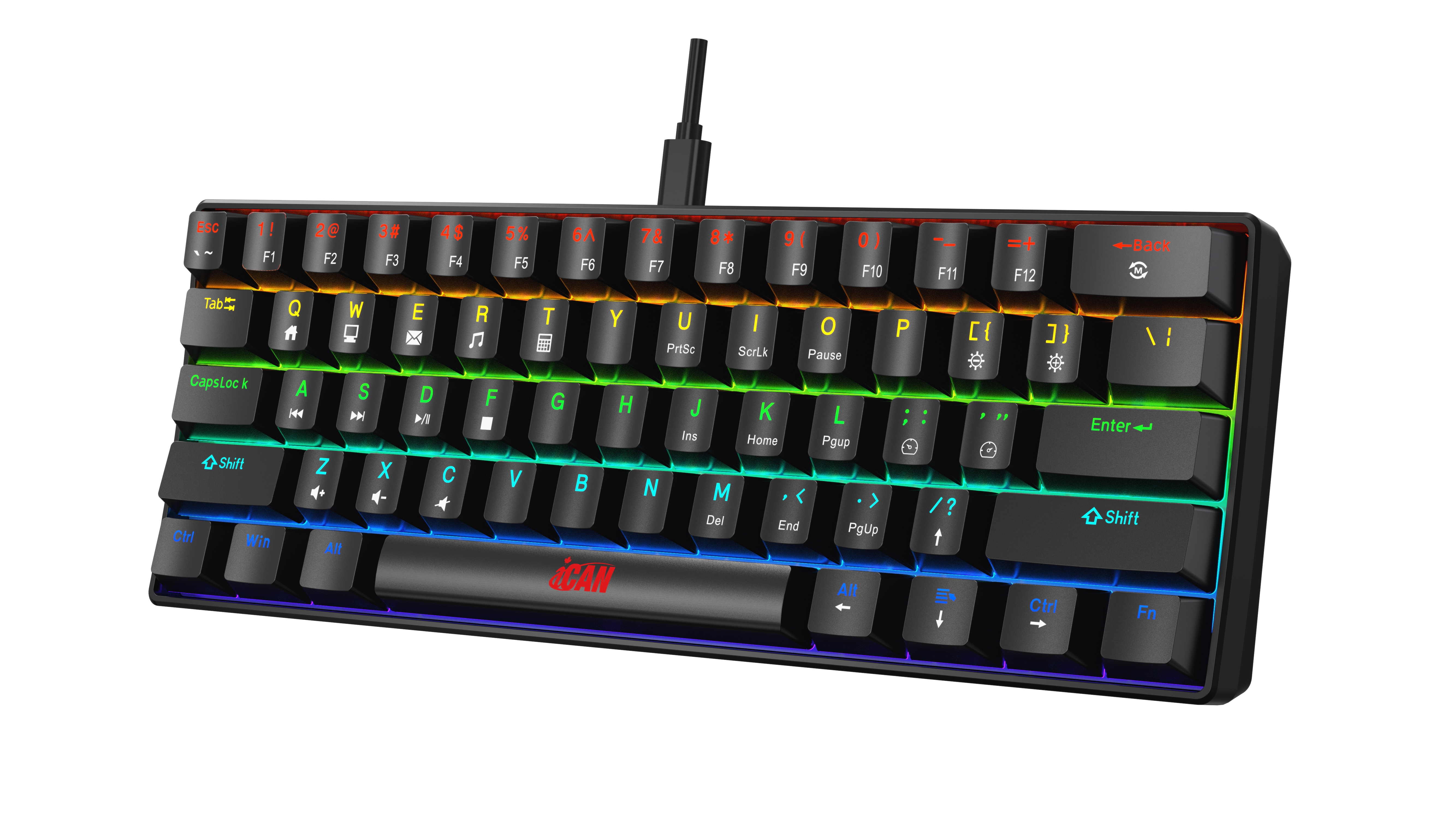 Clavier de jeu iCAN ST-MK59 avec rétroéclairage RVB, commutateur bleu échangeable à chaud