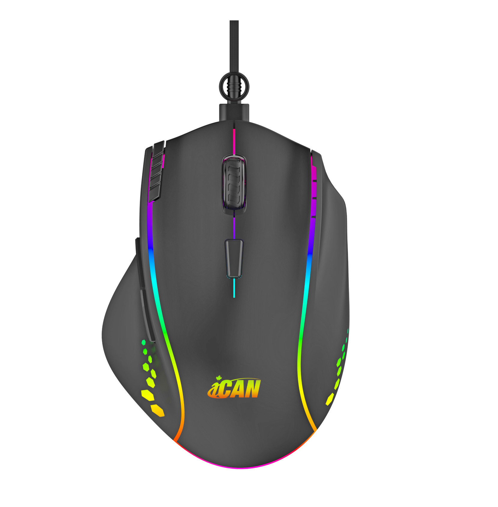 Souris de jeu filaire iCAN ST-GM386 avec éclairage RVB, 7200 DPI