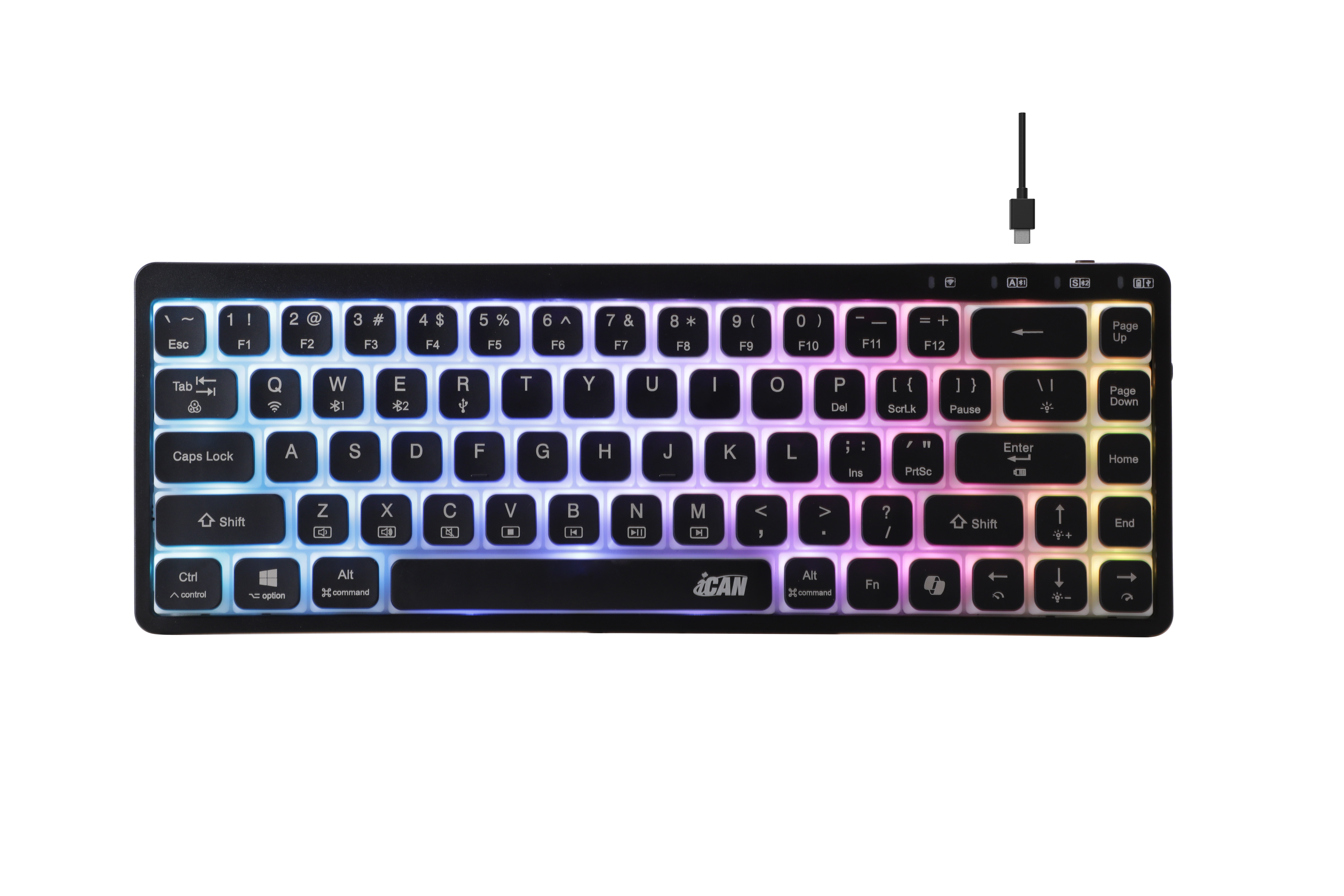 Clavier de jeu sans fil à structure GS tri-mode iCAN 68 touches