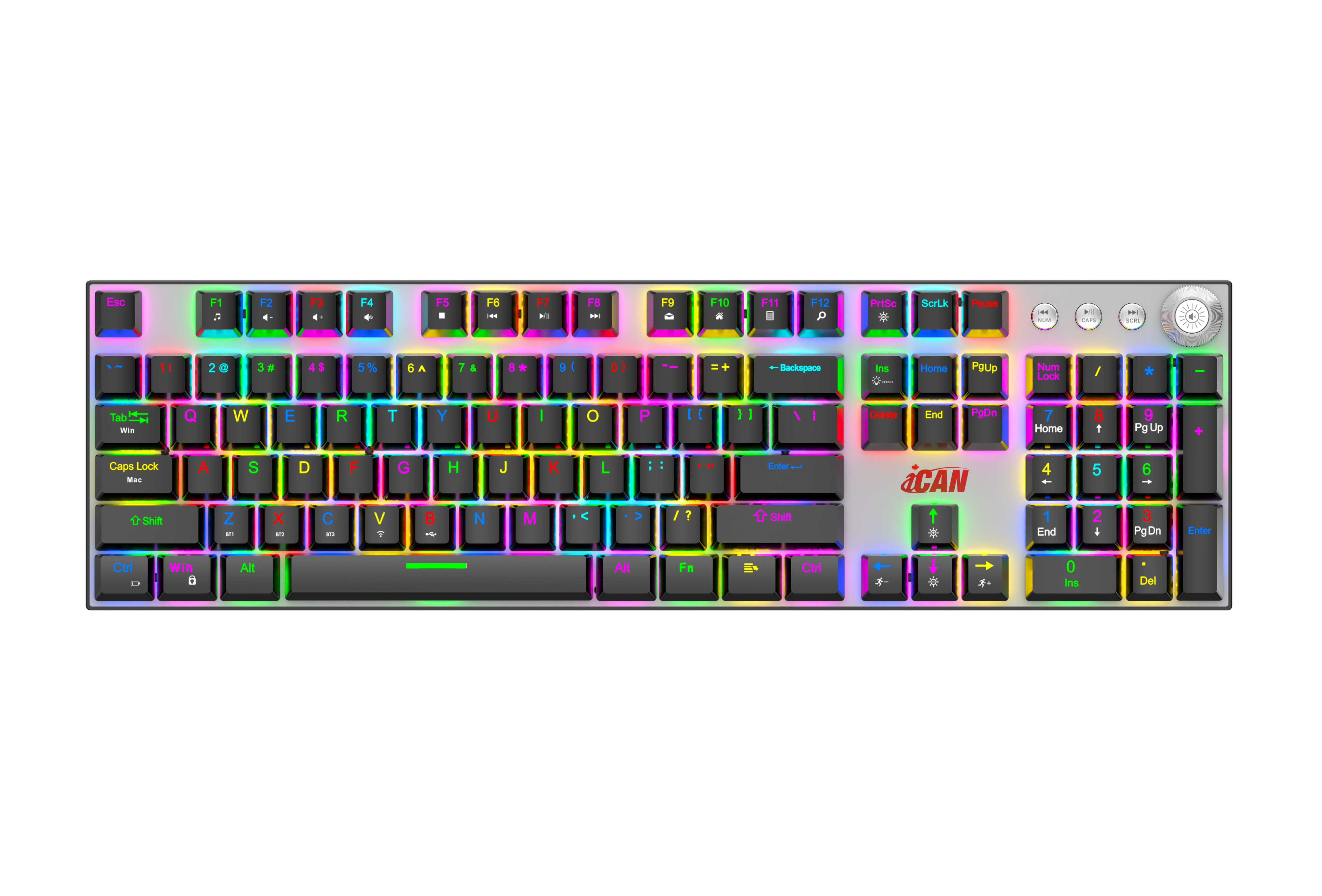 iCAN 108 Key Tri-Mode RGB Gaming Keyboard with Multimedia Control(Open Box)