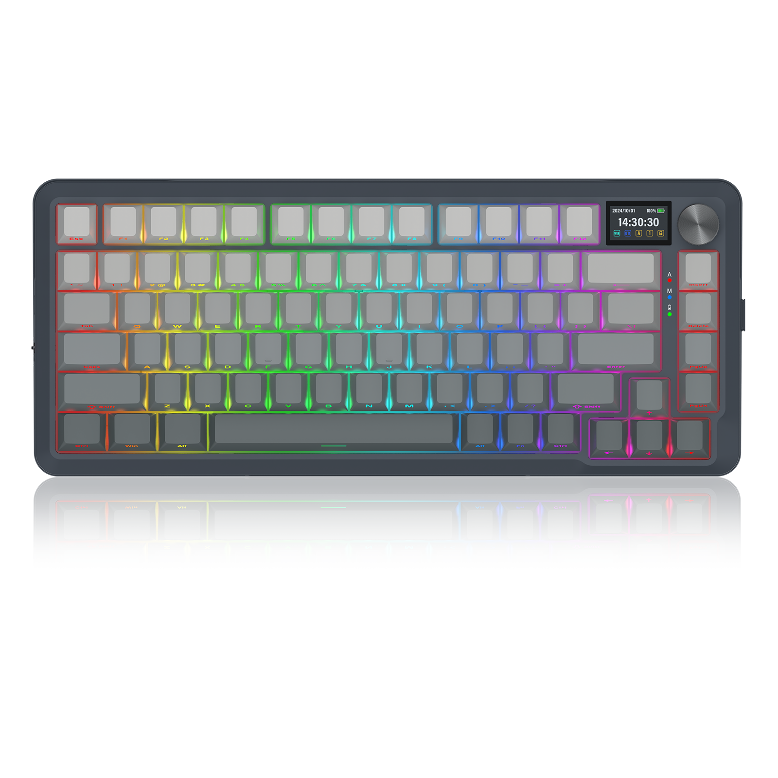 Redragon K708 Tri-Mode 75% RGB Mechanical Gaming Keyboard, LCD Display