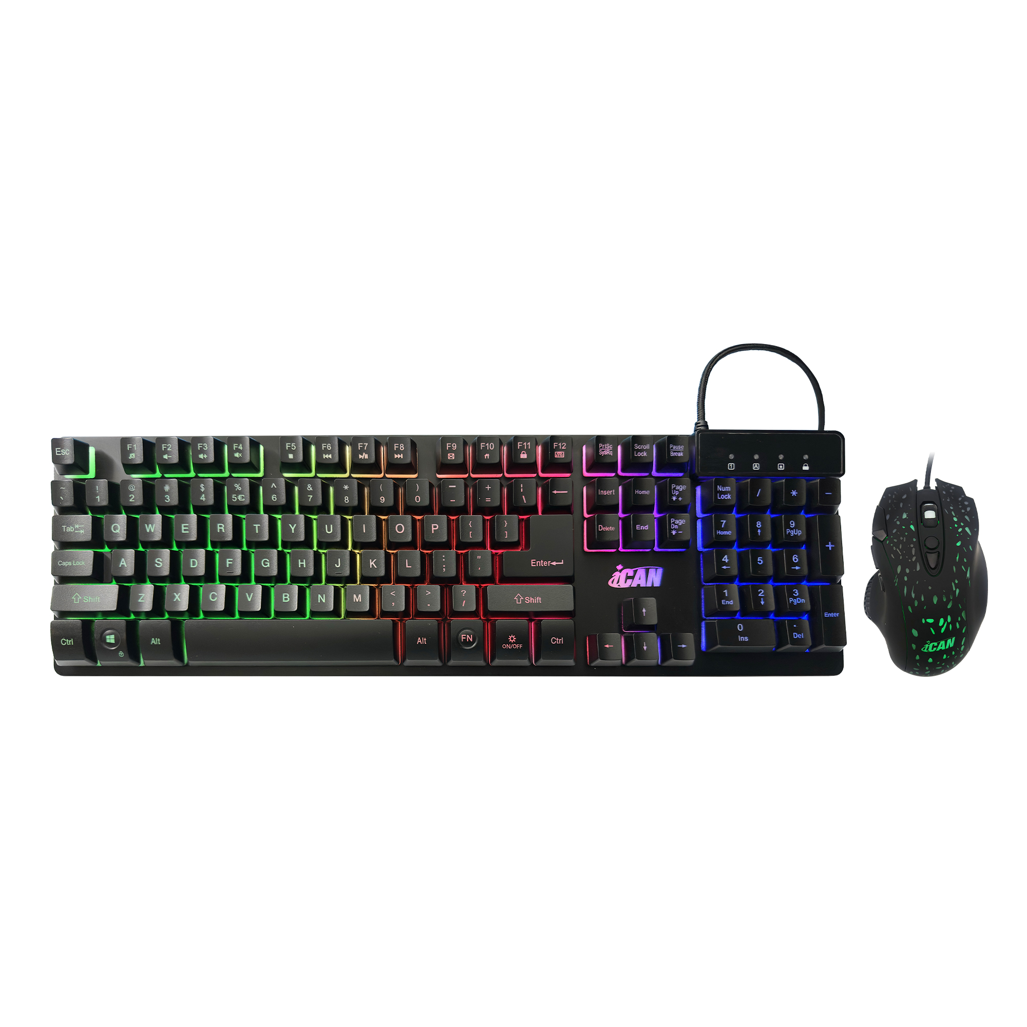 Ensemble clavier et souris de jeu filaires Rainbow iCAN CGK-020