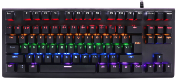 Clavier de jeu mécanique filaire iCAN MK106 noir arc-en-ciel, 87 touches