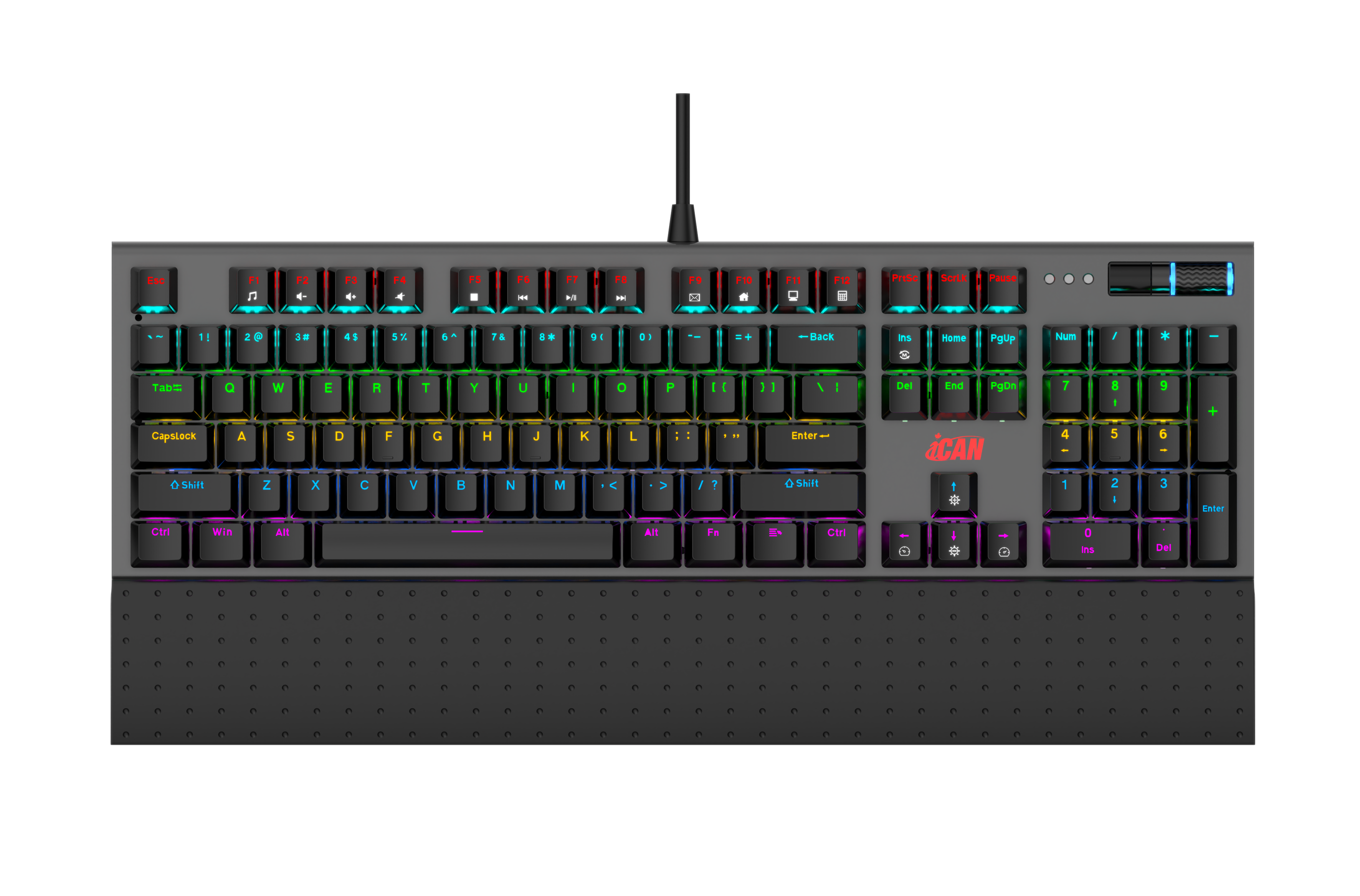 Clavier de jeu mécanique filaire arc-en-ciel iCAN MK1104 noir(Open Box)
