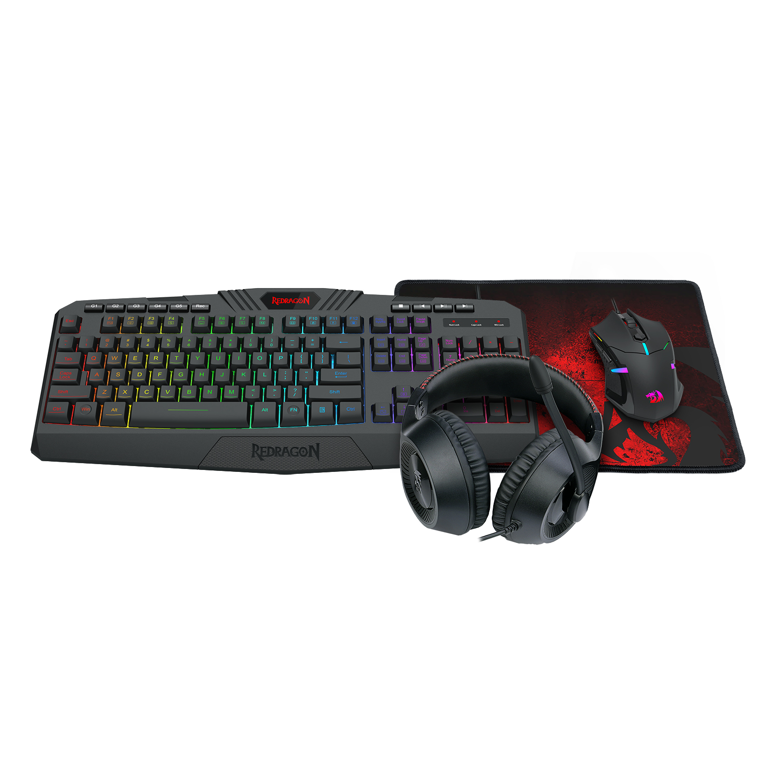 Redragon S101-BA-3 Gaming Combo (M601 Gaming Mouse + K503 Gaming Keyboard + H130 Gaming Headset + P015 Gaming Mouse Pad)