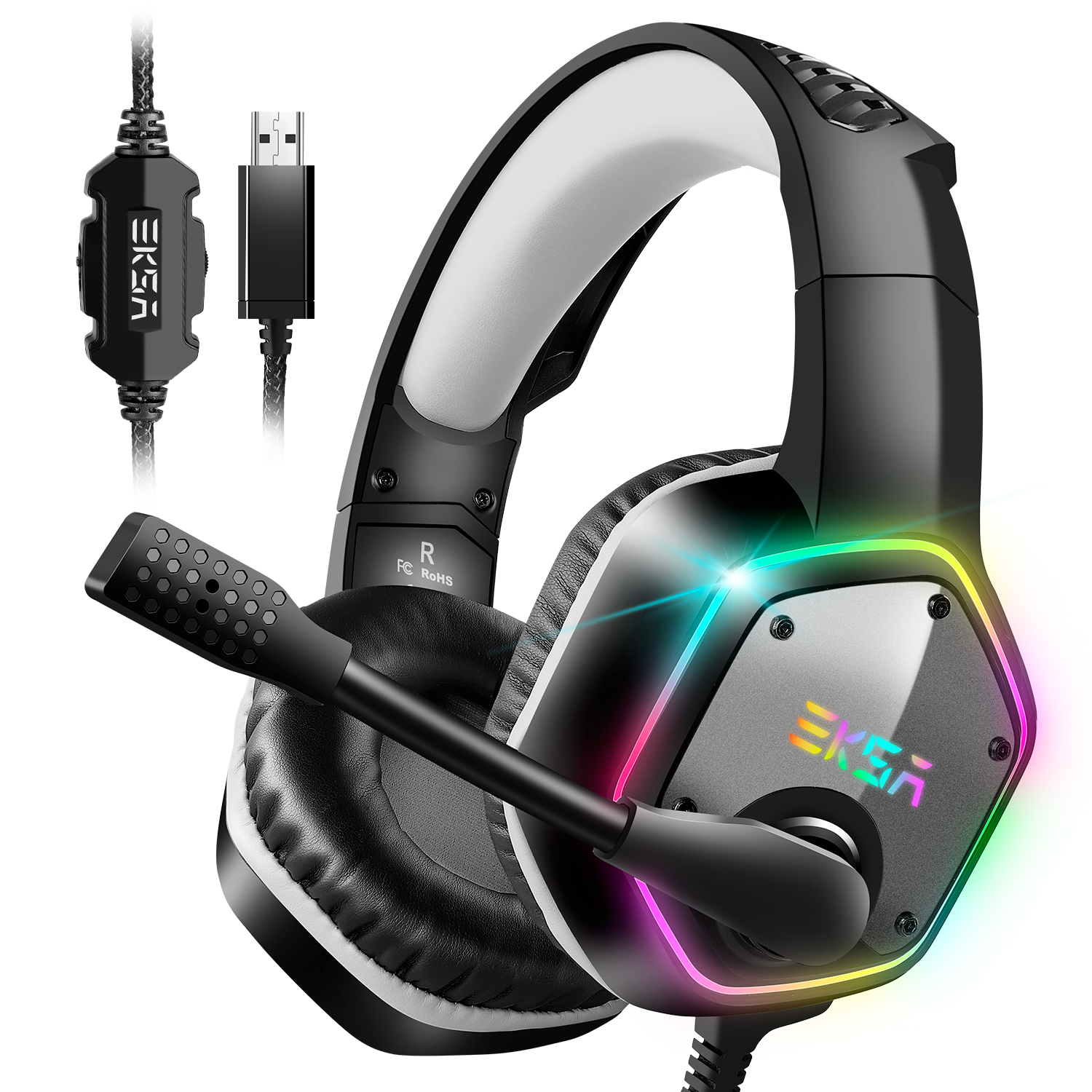 Casque de jeu USB RGB EKSA E1000 avec son stéréo surround 7.1(Open Box)