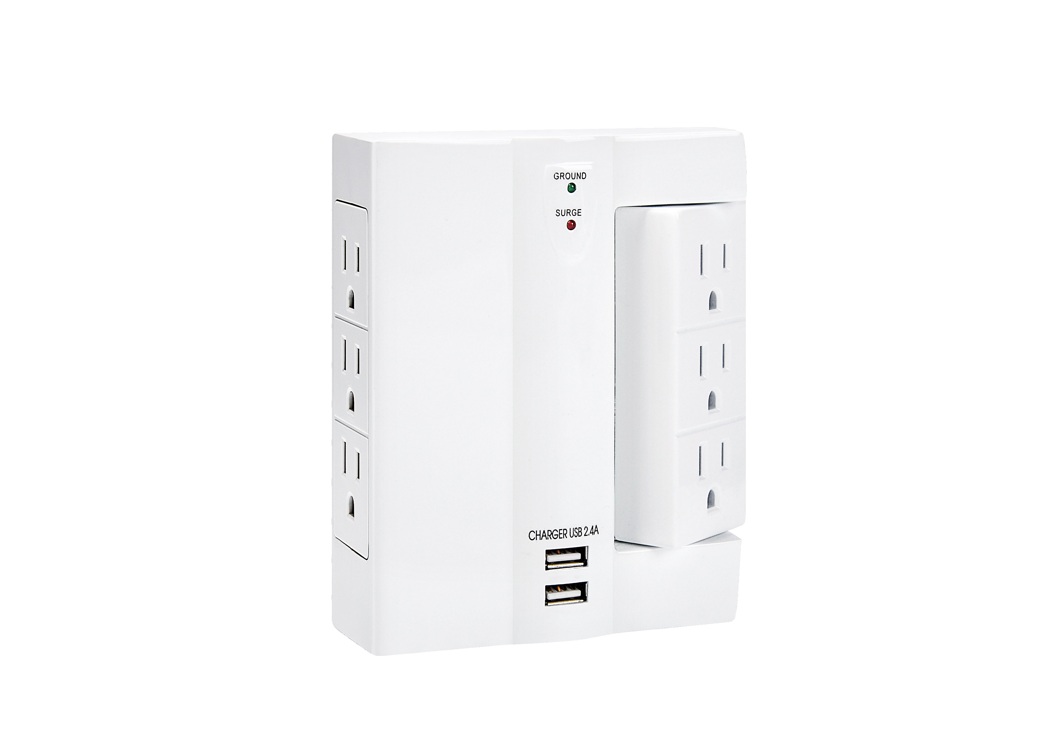 iCAN 6 Outlets 2 USB-A Rotatable Wall Tap Surge Protector(Open Box)