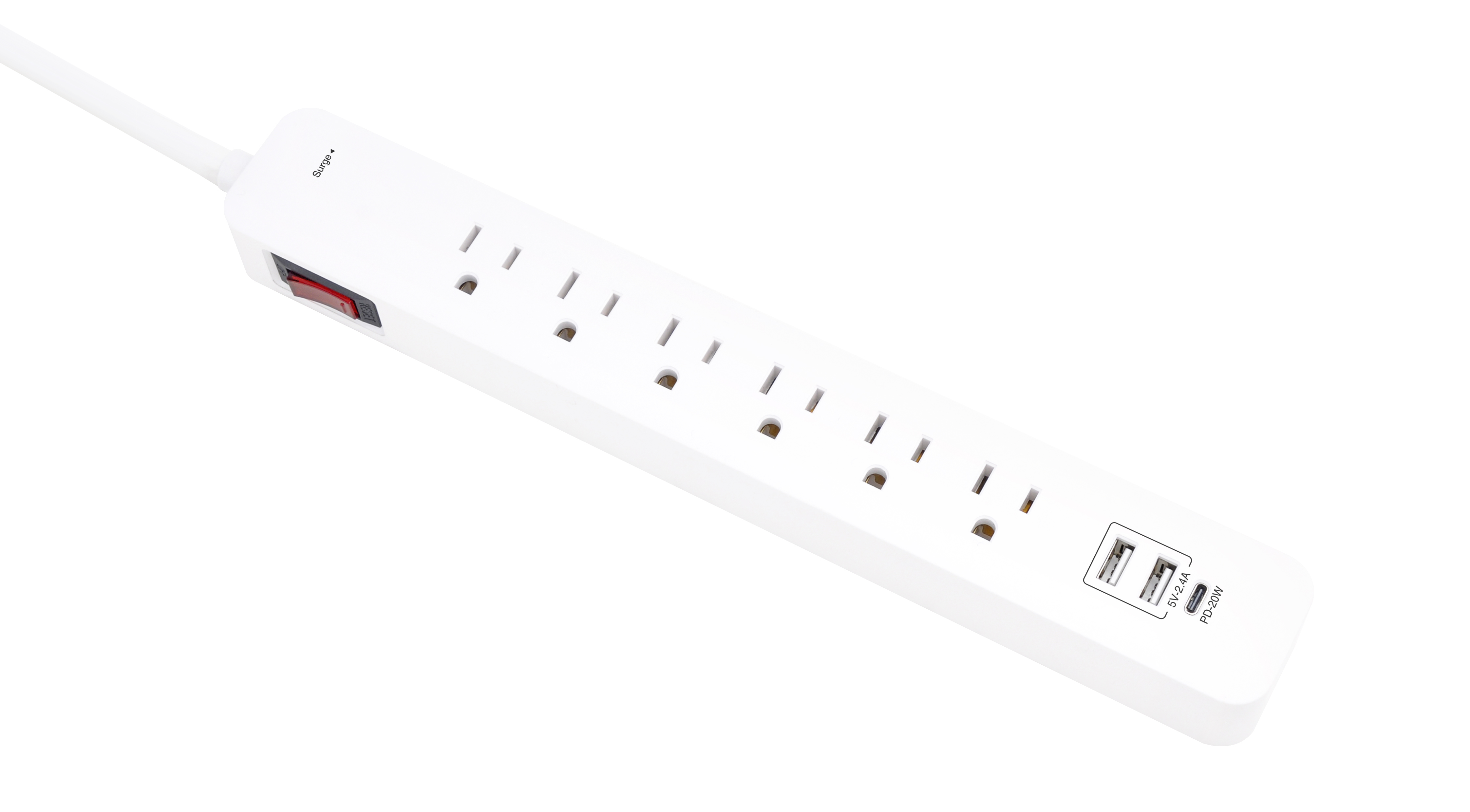 iCAN 6 Outlets Surge Protector with 2 USB-A and 1 USB-C, 3ft Cord