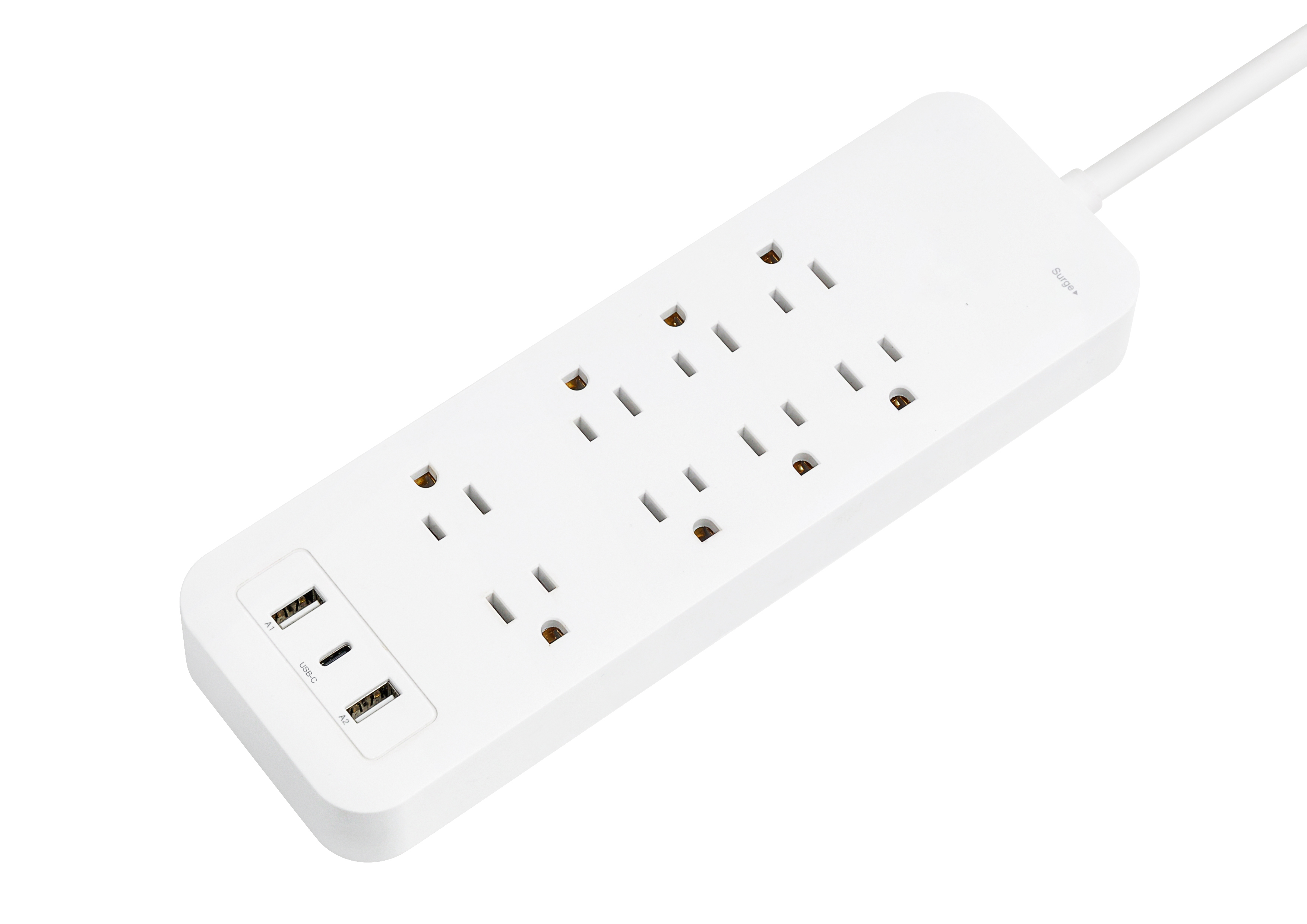 iCAN Bande d'alimentation 8 sorties, Cordon 3ft, 2xUSB-A + 1xUSB-C