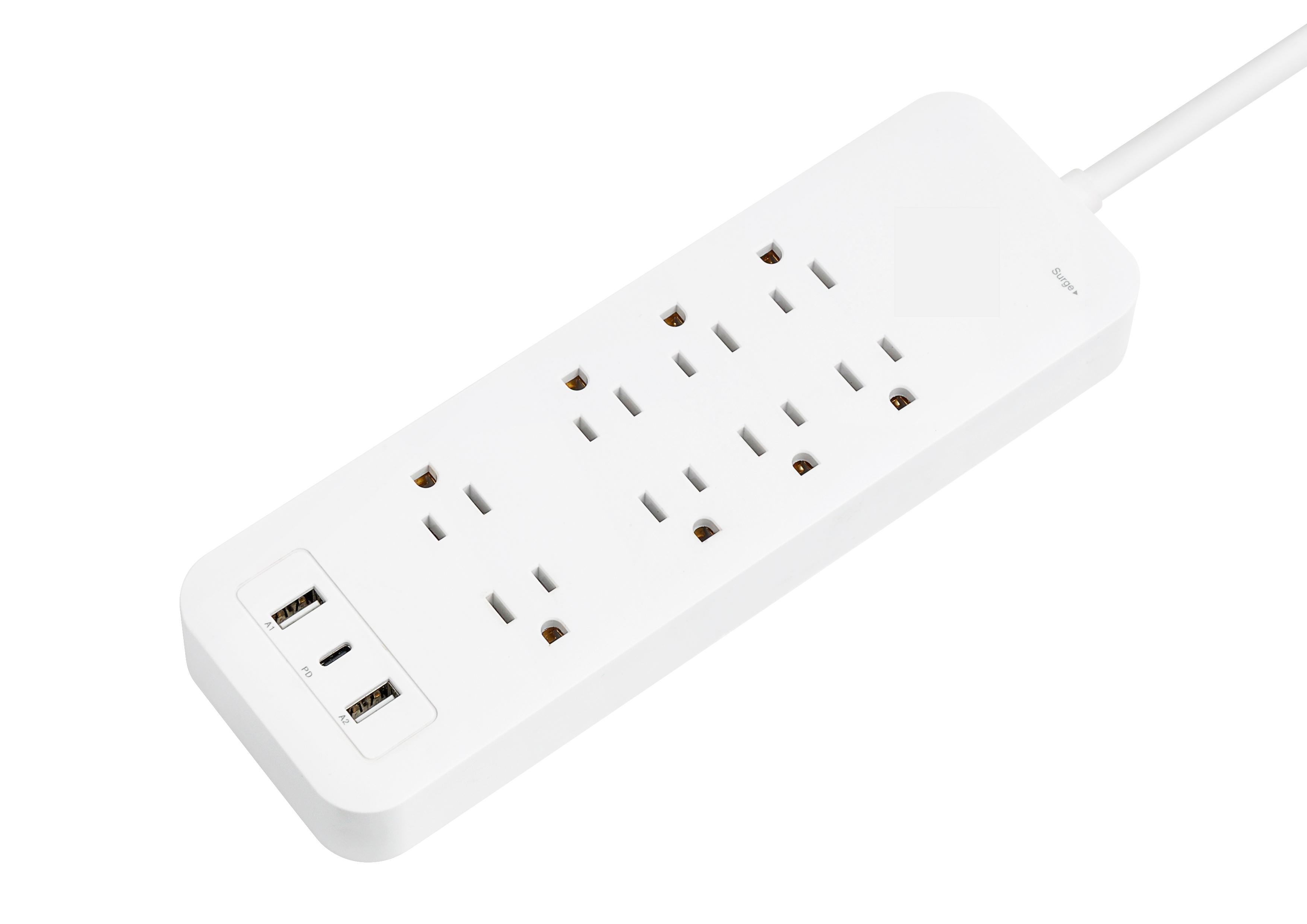 iCAN 8 Outlets Surge Protector with 2 USB-A and 1 USB-C, 6ft Cord(Open Box)