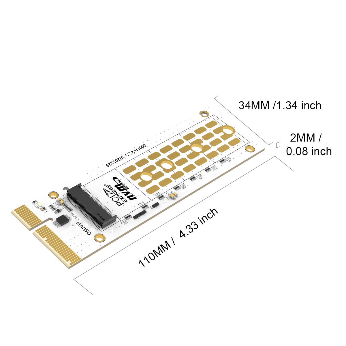 Convertisseur de carte d'extension PCIex4 NVMe de conception MAIWO RGB