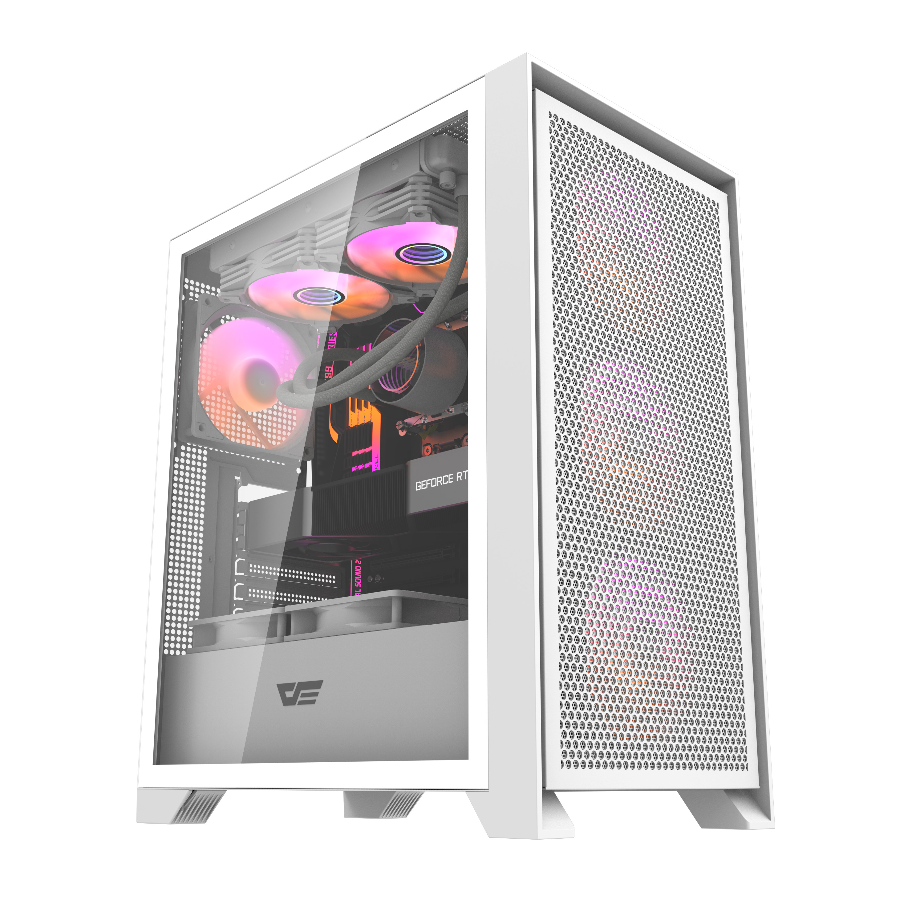 DarkFlash DRX70 Mesh ATX PC Case, 4x ARGB Fans Included, White