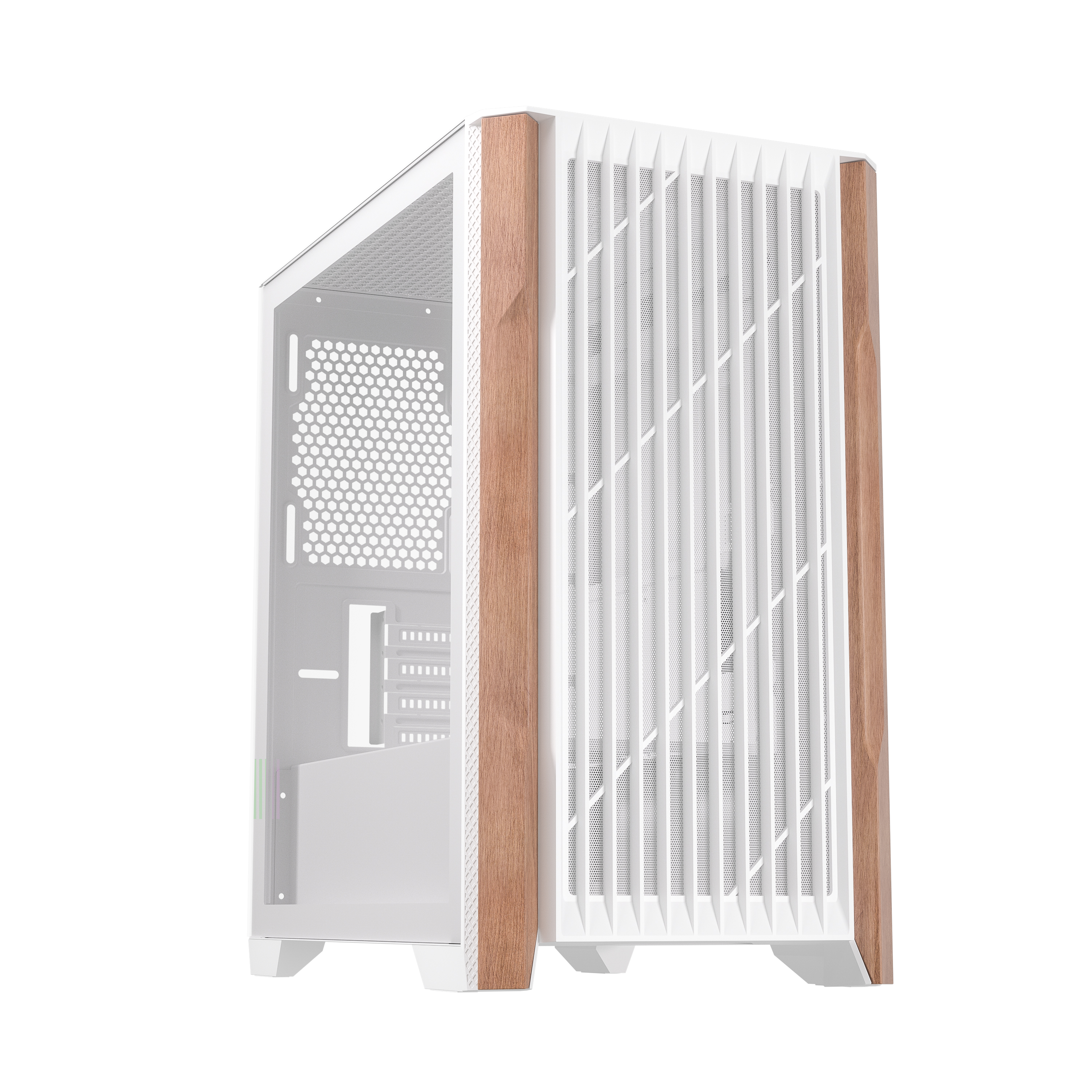 Armoury A08 Micro ATX Case, Wood Front Panel, White