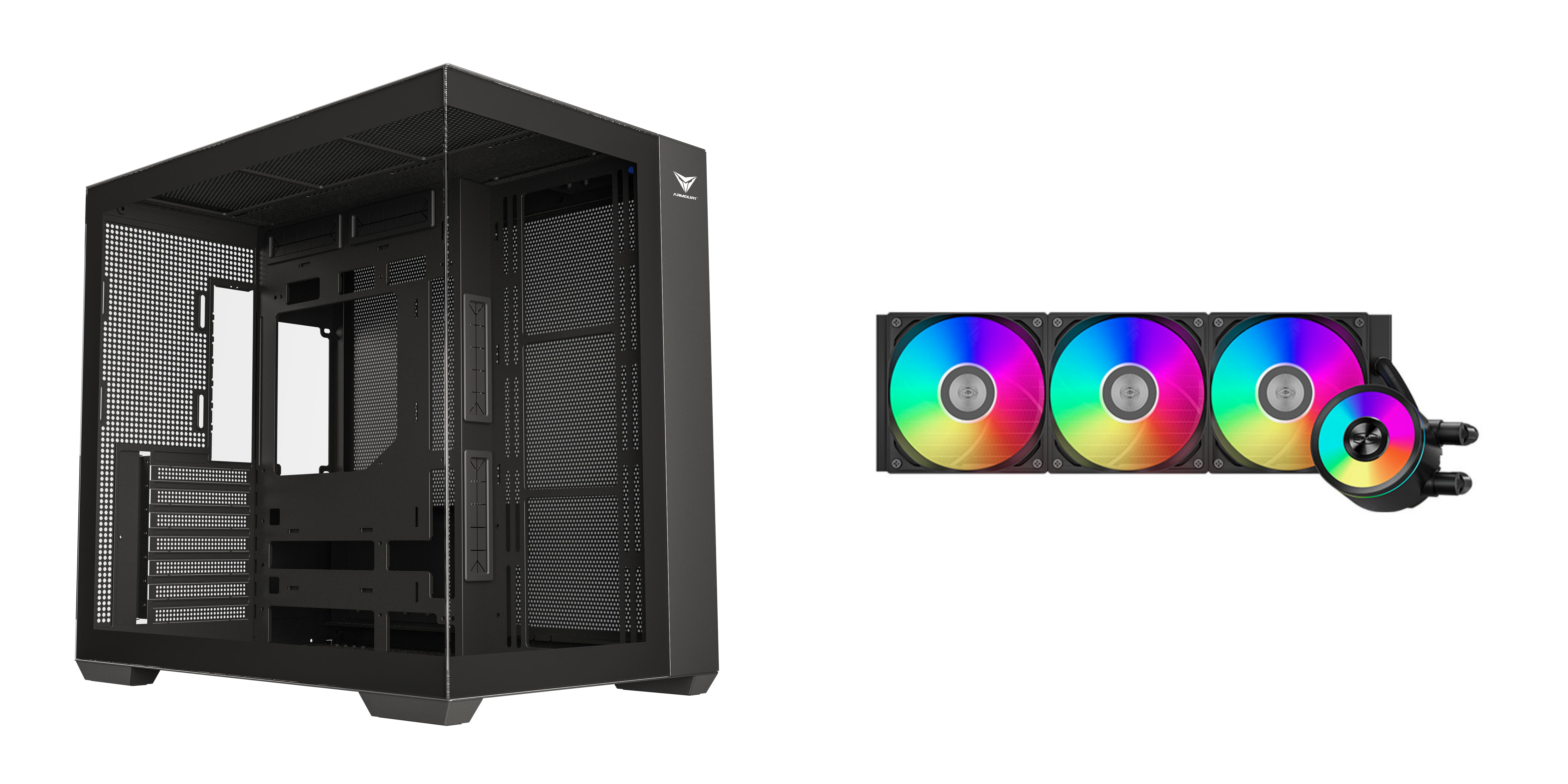 Armoury C708 Tempered Glass Mid-tower, Black+PCCOOLER CPS DA360 PRO ARGB CPU Liquid Cooler