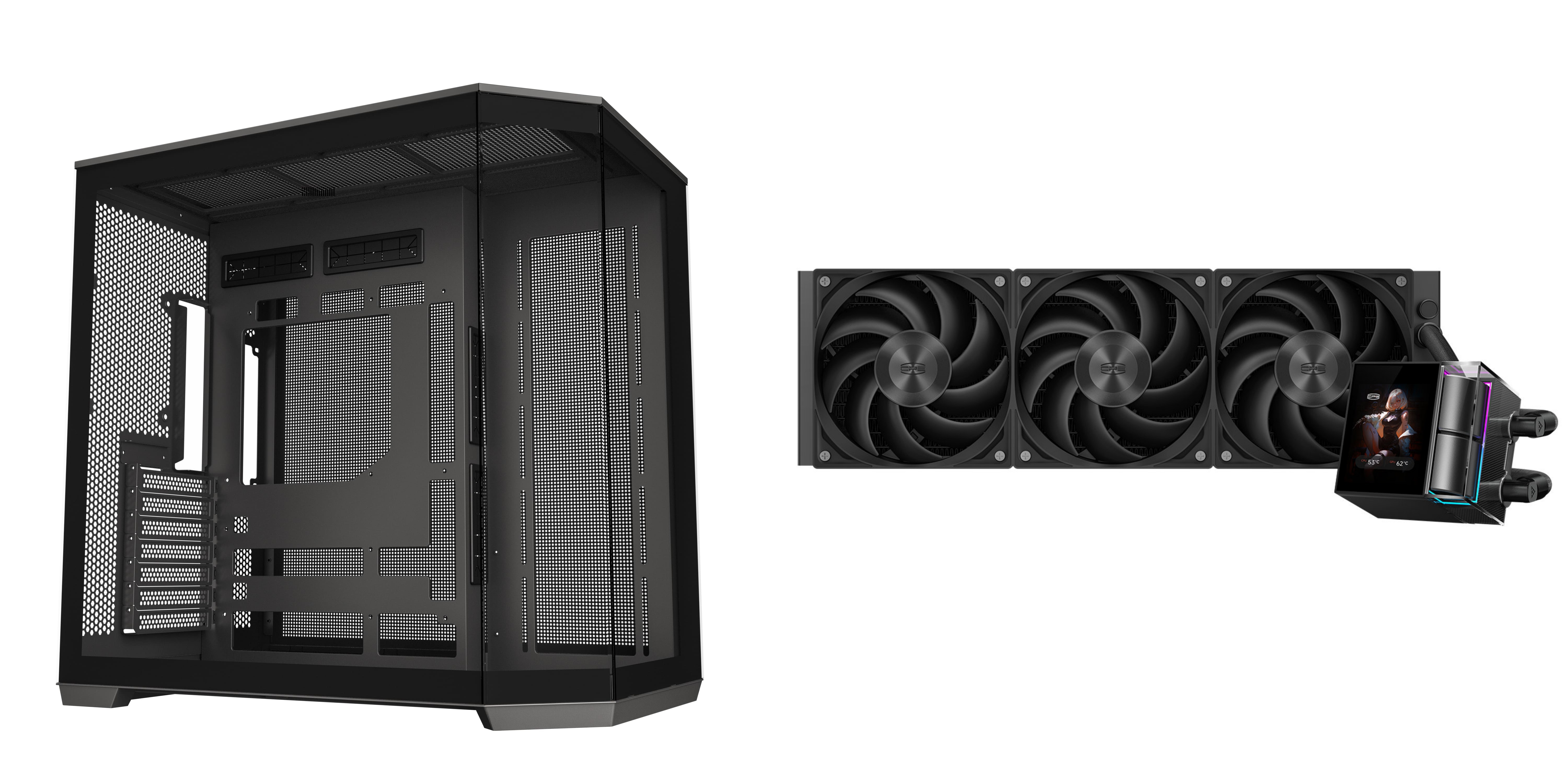 Armoury D60 Tempered Glass Mid-tower, Black+PCCOOLER CPS DS360 High-performance Liquid Cooler