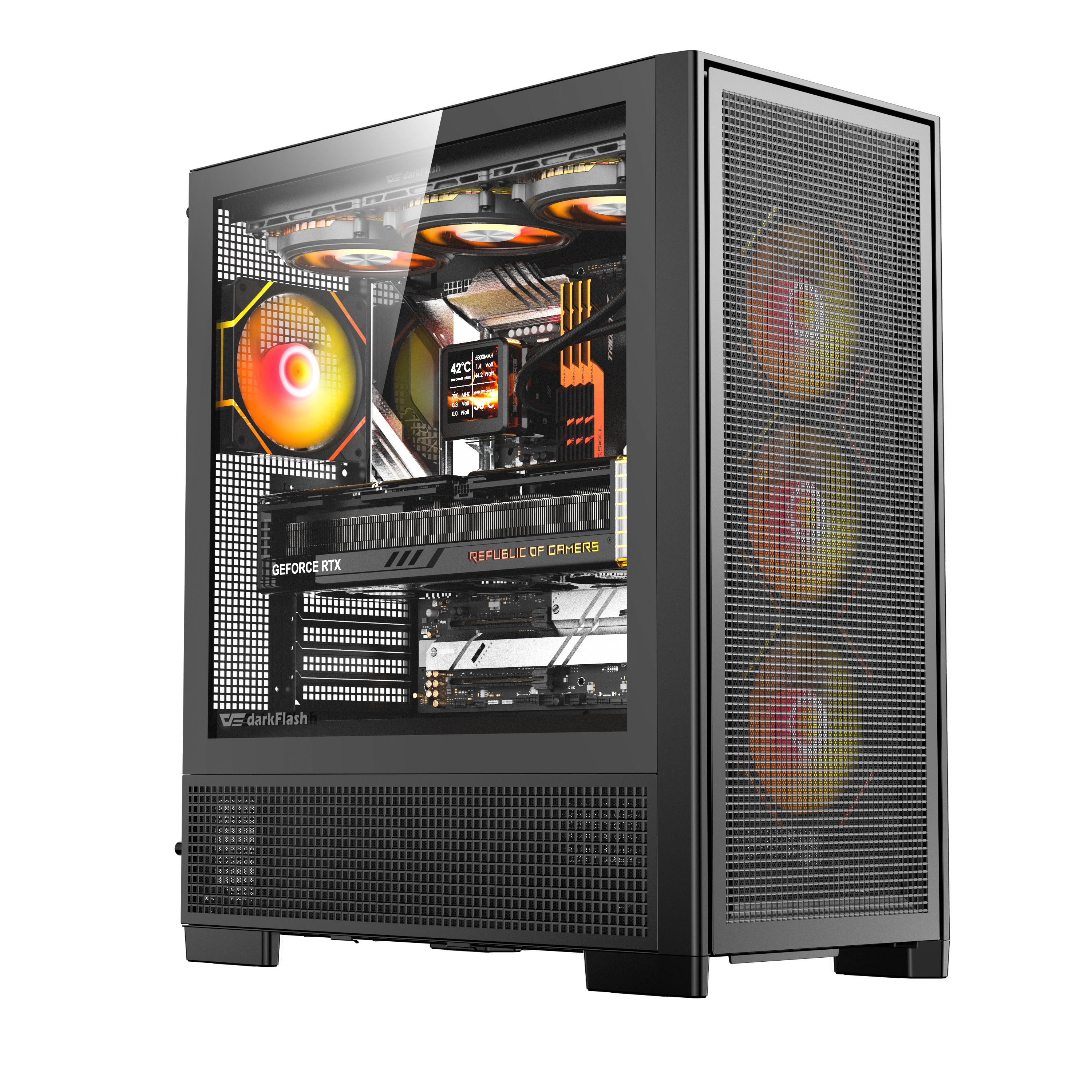 DarkFlash AIR Nova E-ATX PC Case,3x fans inclus  noir