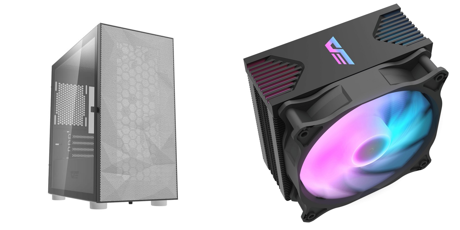 DarkFlash DLM21 Mesh mATX PC Case, White+DarkFlash Darkair Pro CPU Cooler