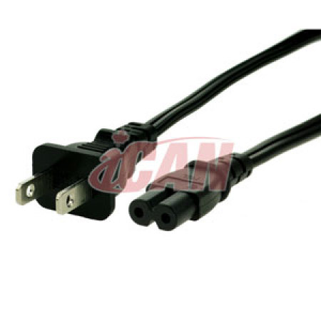 Câble d'alimentation externe pour ordinateur portable iCAN 2 broches non polarisé, 2 pieds