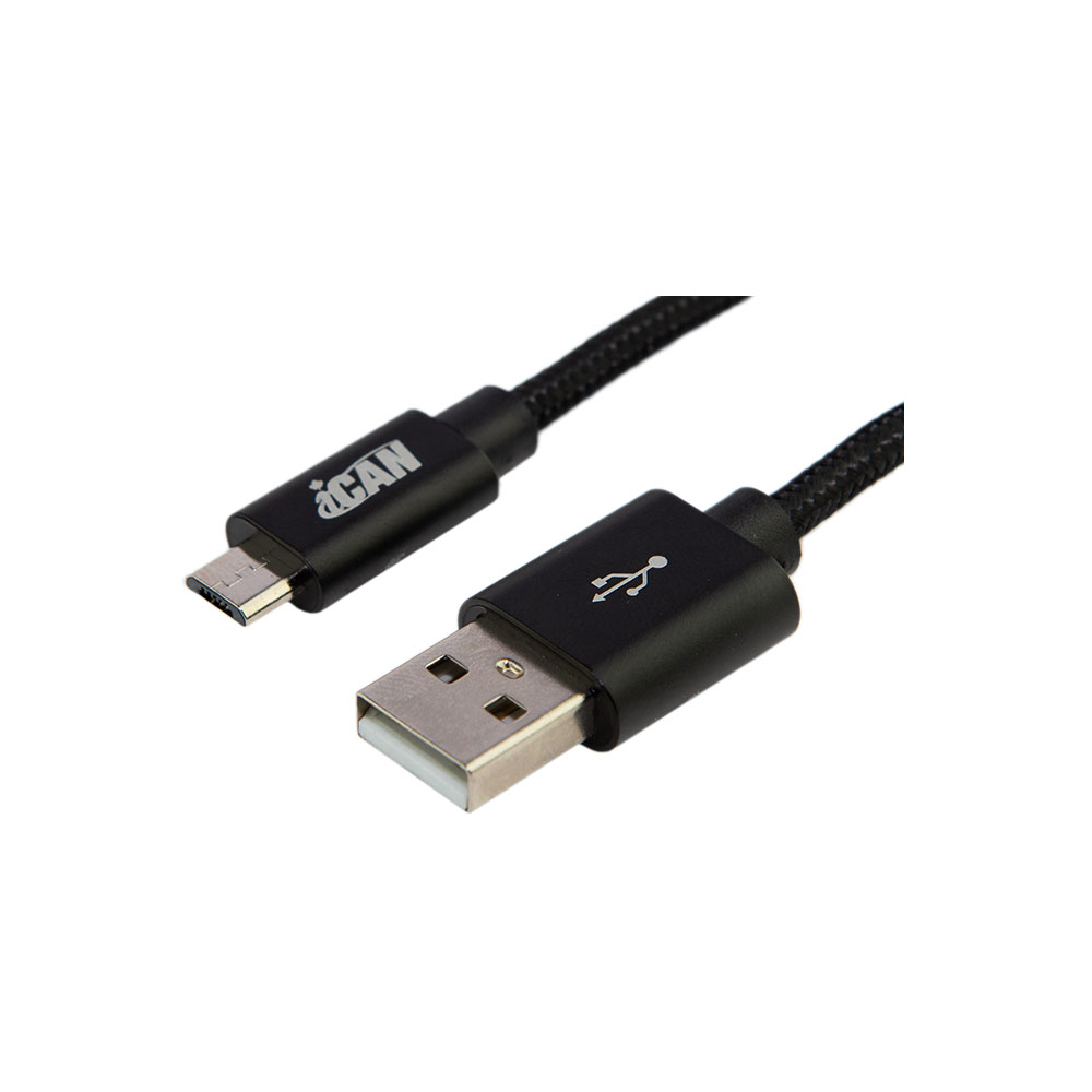 iCAN Micro USB Cable, Nylon-Braided, 1M, Black(Open Box)