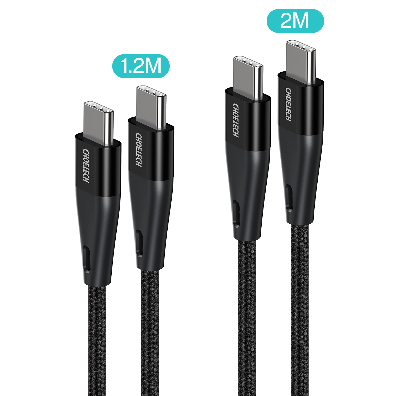 Choetech 60W USB Type C Braided Fast Charging Cable  Combo (4ft + 6ft)