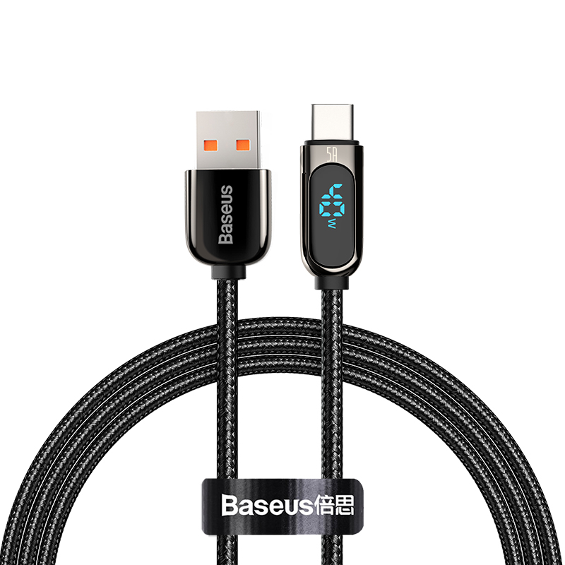 Baseus Display Fast Charging Data Cable USB A to Type-C 5A 1m Black