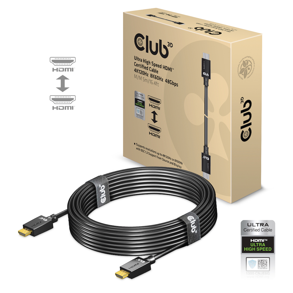 CLUB 3D - Câble HDMI certifié ultra haute vitesse 5 m/16,4 pi(Open Box)