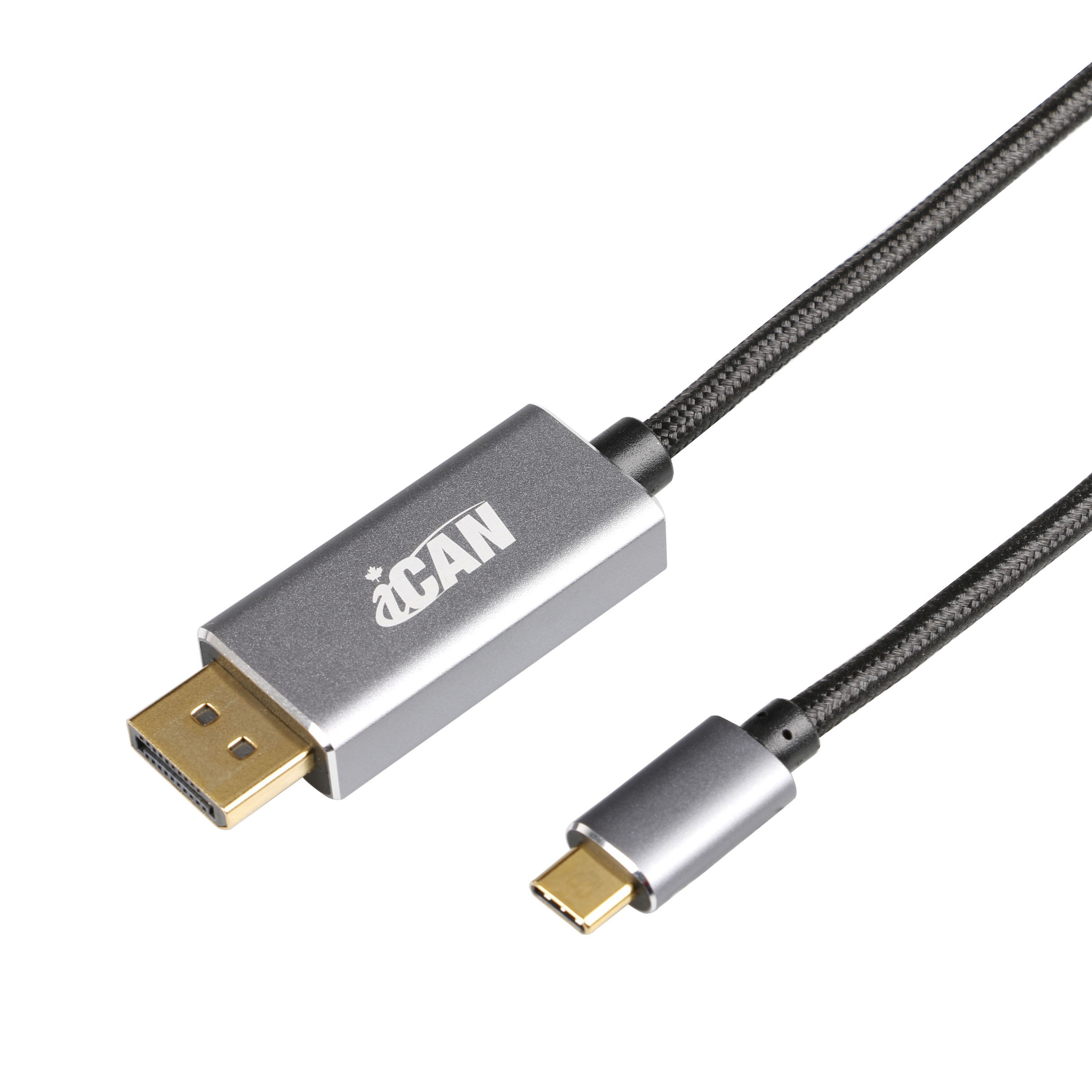 Câble iCAN USB Type C vers DisplayPort de 1,8 m, 4K à 60 Hz, connecteur métallique, tressé