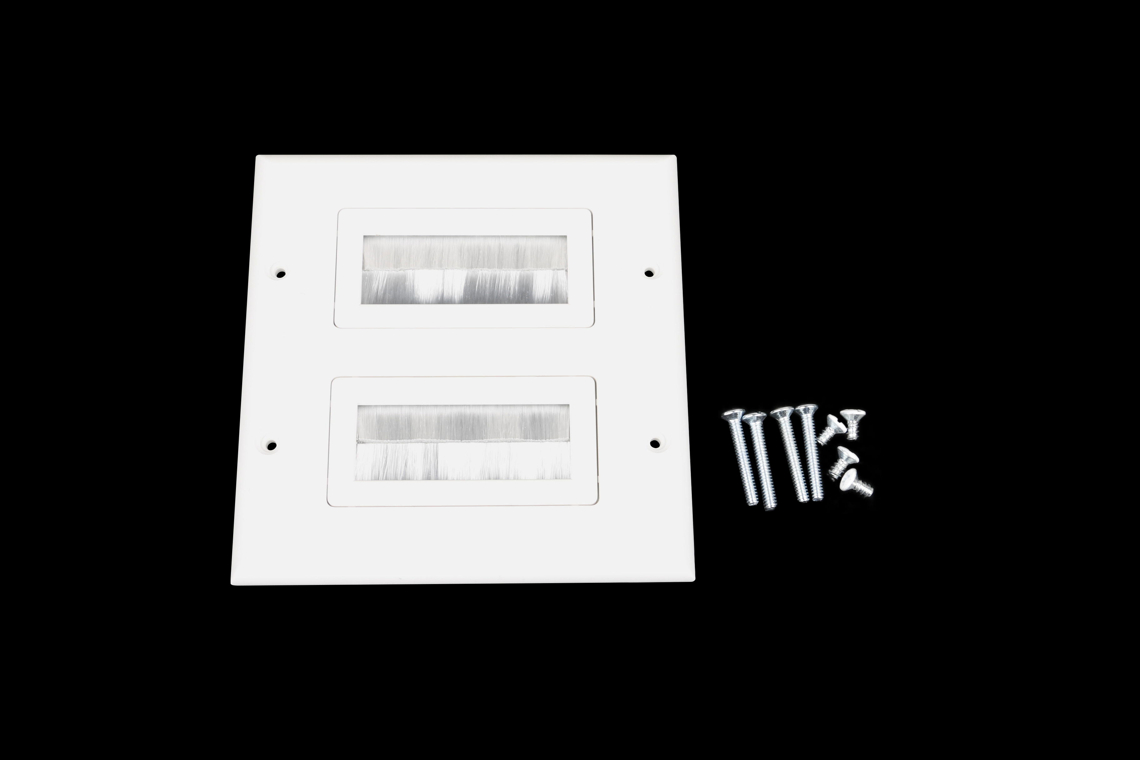 iCAN 2 Gang Decora Style Wall Plate and Brush Insert, White