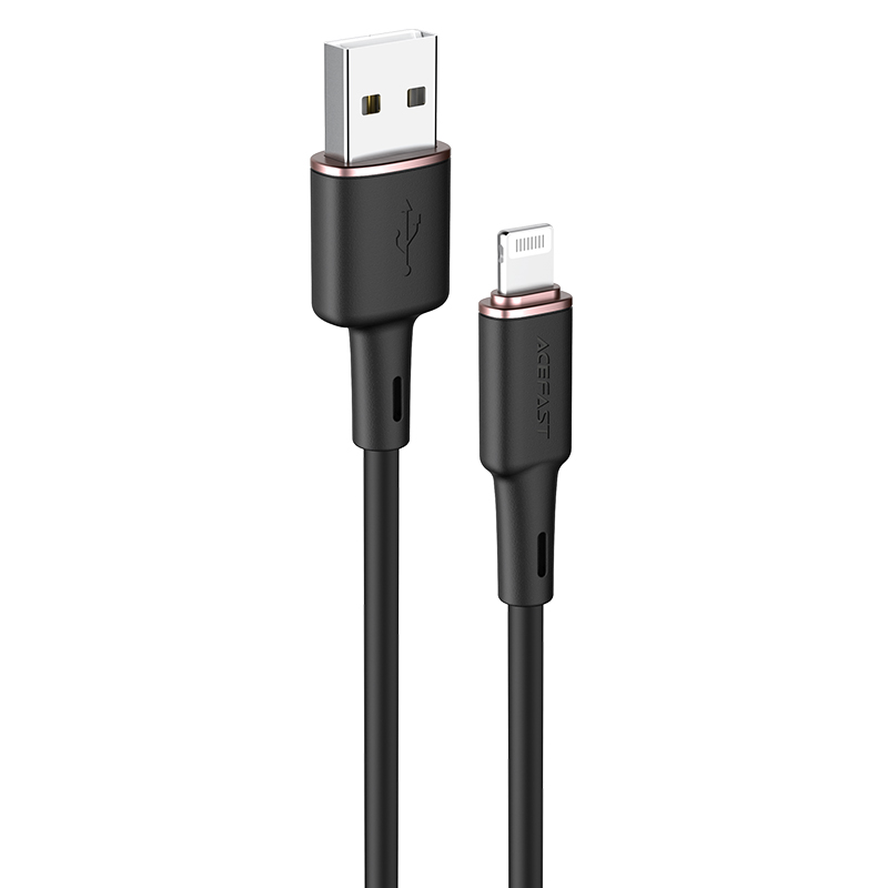 âble ACEFAST MFI USB-A vers Lightning de 1,2 mètre, silicone, noir