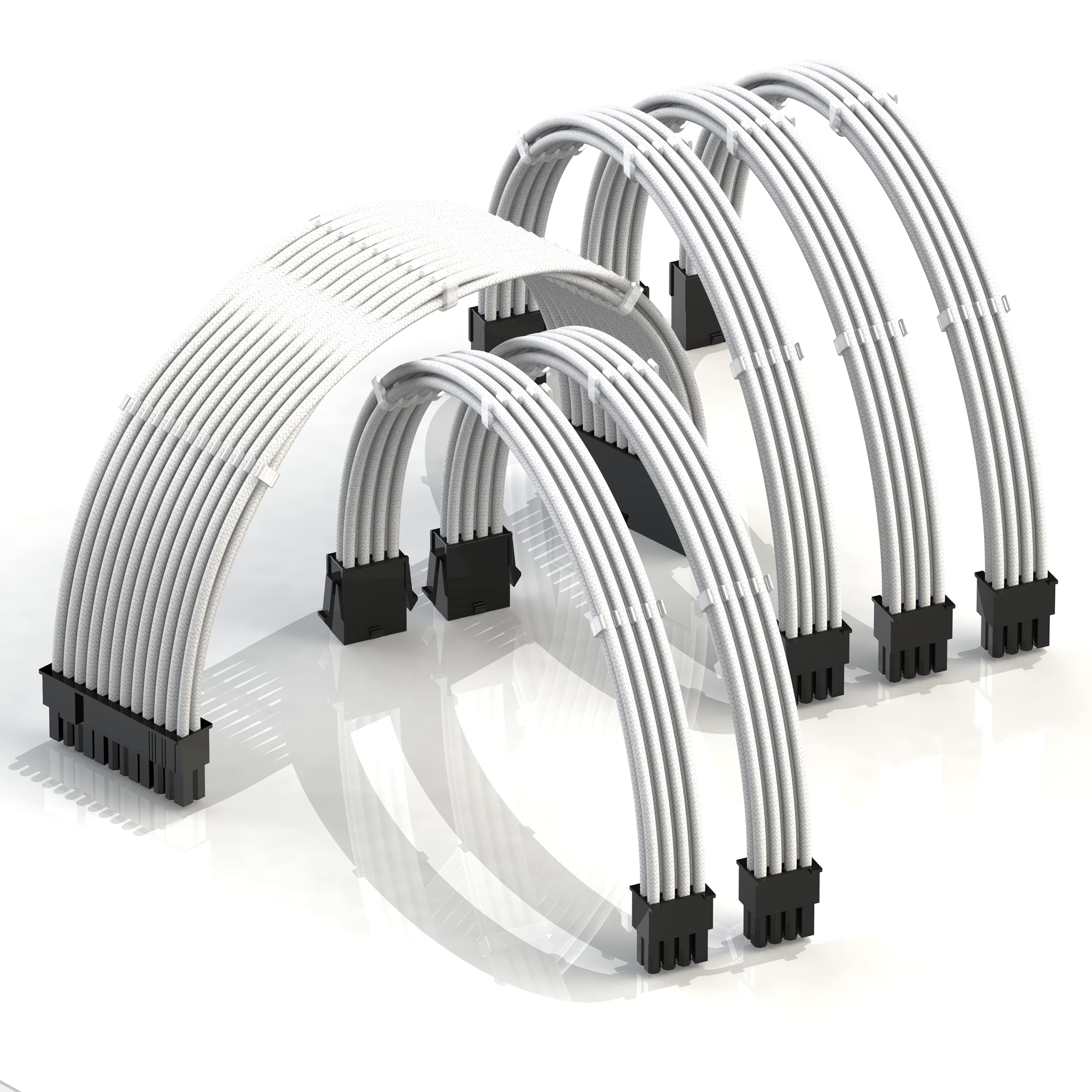 Câble d'extension d'alimentation iCAN avec kit de peignes - Compatible avec RTX3090┃1 x 24 P (20+4)┃2 x 8 P (4+4) CPU┃3 x 8 ...