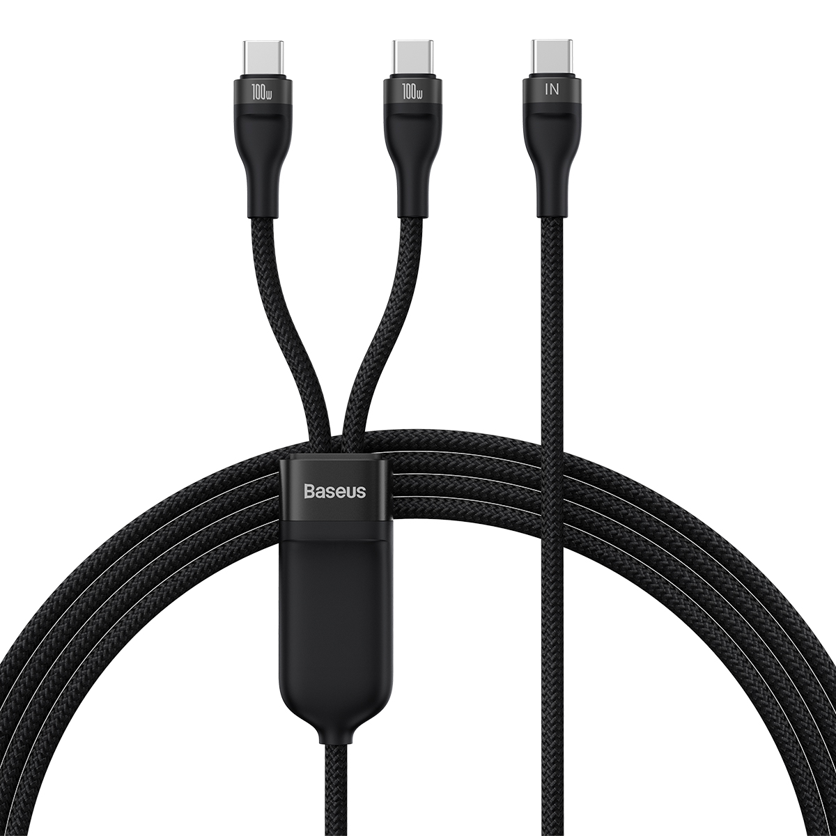 Baseus Flash Series Ⅱ One-for-Two Fast Charging Cable USB Type-C to C+C 100W, 1.5m (5ft), Black