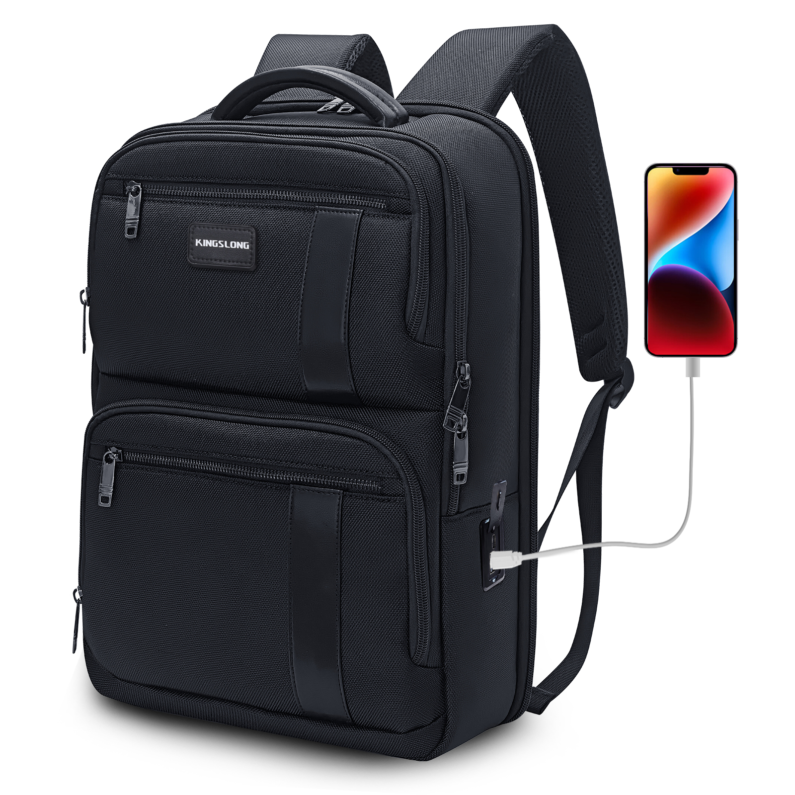 KINGSLONG 15.6" Waterproof Laptop Travel Backpack , Black(Open Box)