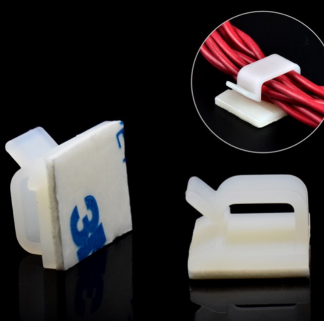 iCAN 100 pcs Clips de câble auto-adhésifs de type R 14,5 x 16 mm, Blanc