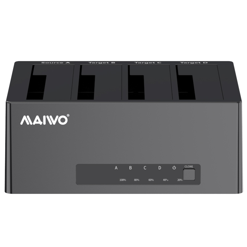 Maiwo Duplicateur de station d'accueil pour disque dur externe USB 3.0 vers SATA 4 baies pour disque dur/SSD 2,5/3,5 pouces,...