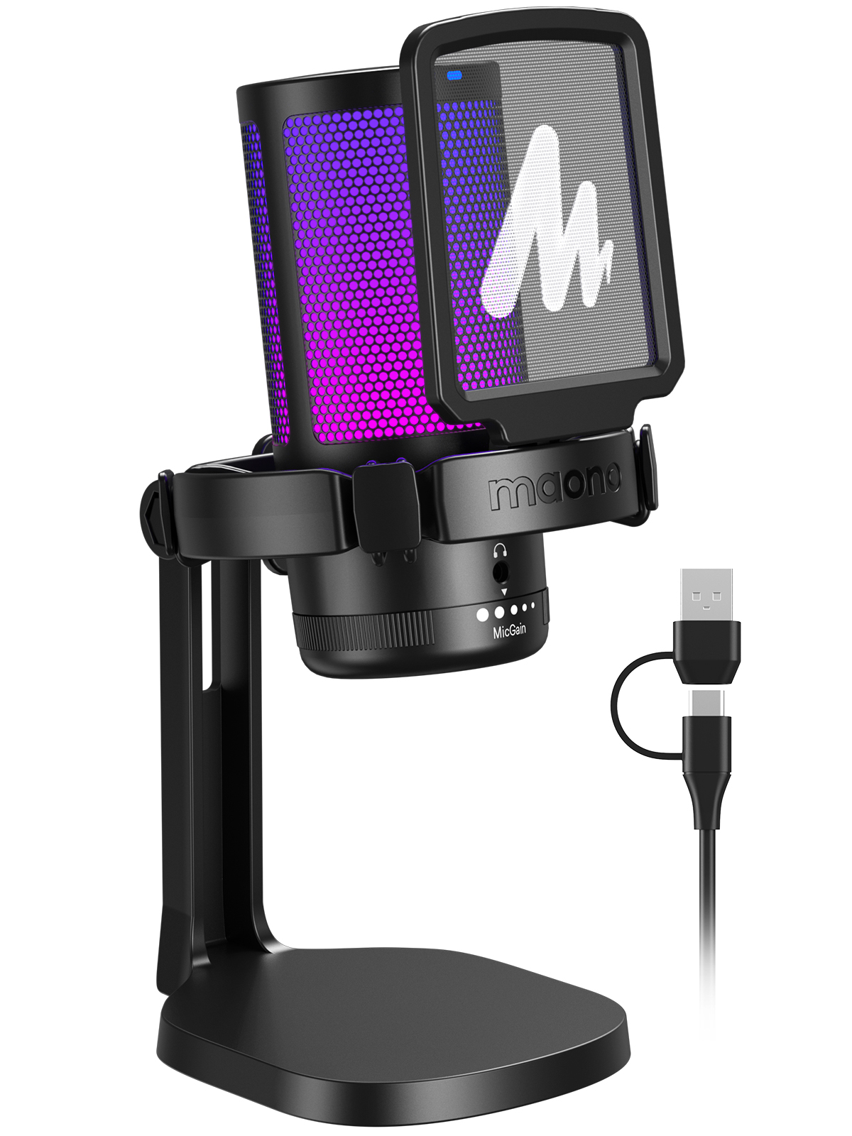 MAONO DGM20 GamerWave Condenser USB Gaming RGB Microphone