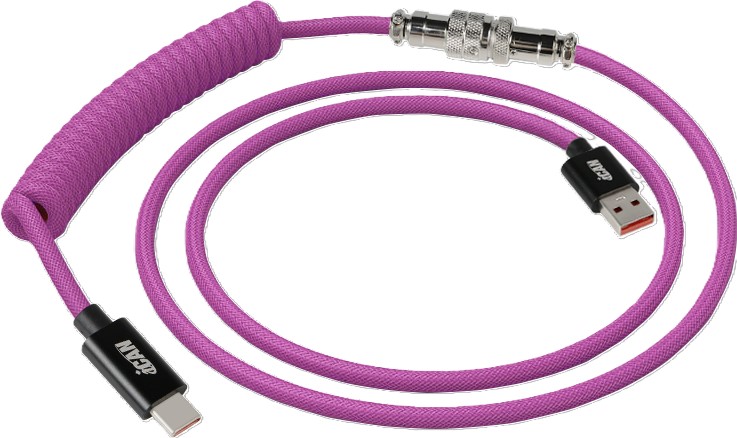 Câble de clavier spiralé iCAN, USB-A vers USB Type-C, 1,5 m (5 pieds), violet(Open Box)