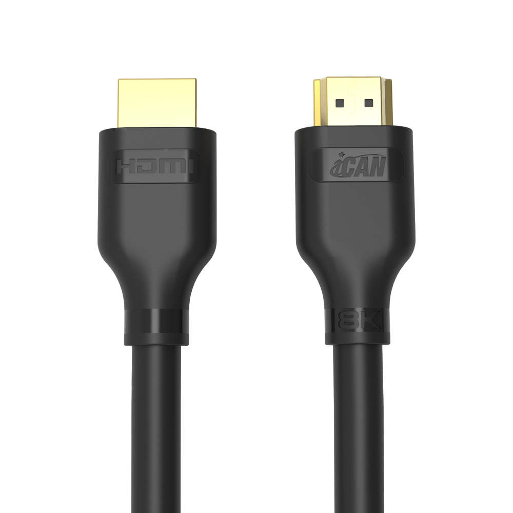 Câble HDMI 2.1 iCAN, 8K à 60 Hz, mâle vers mâle, plaqué or, 90 cm, noir
