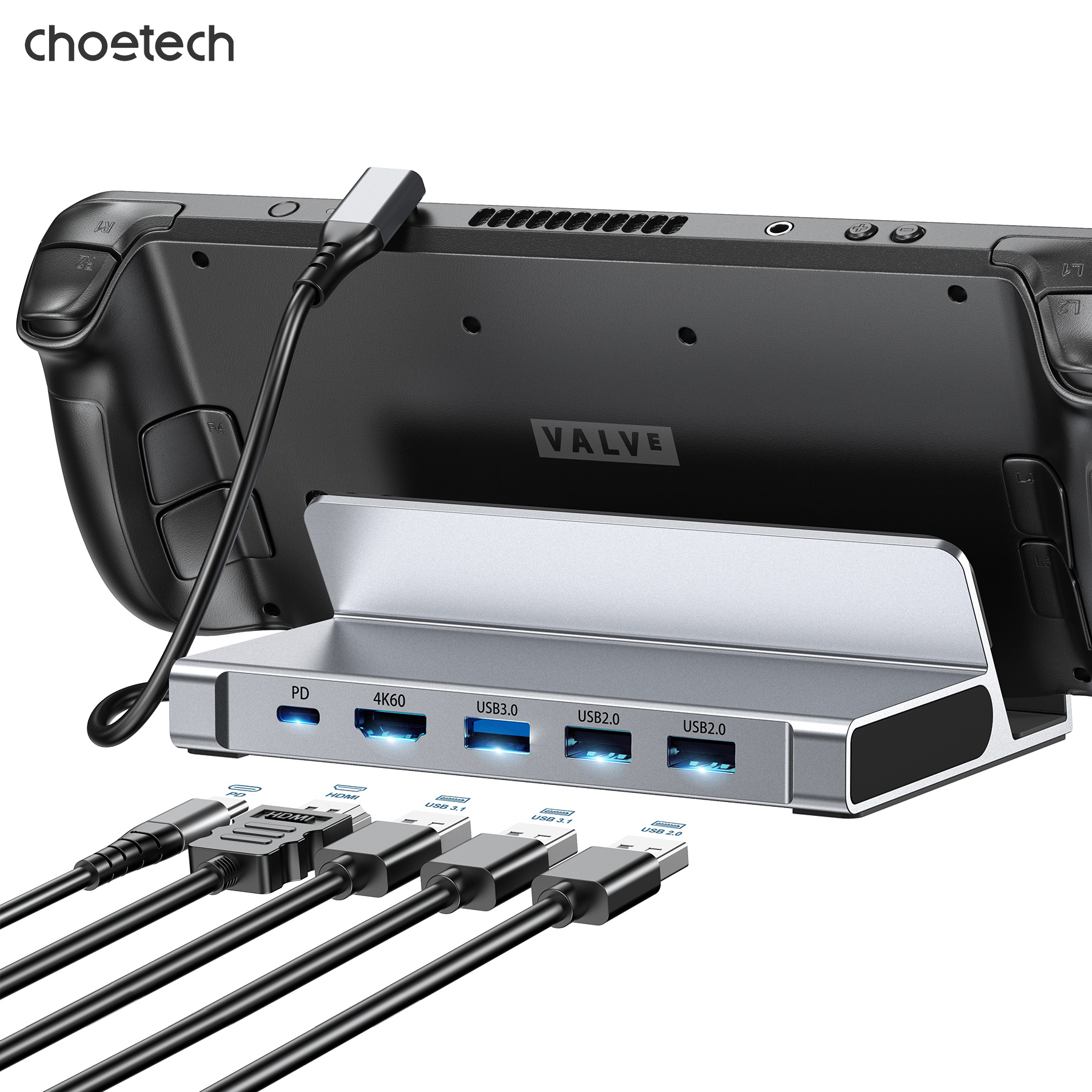 Choetech 5-in-1 Steam Deck 4K Docking Station for ROG Ally and Switch